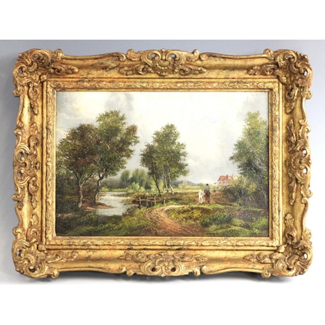 English school (19th century), A mounted figure leading a ...