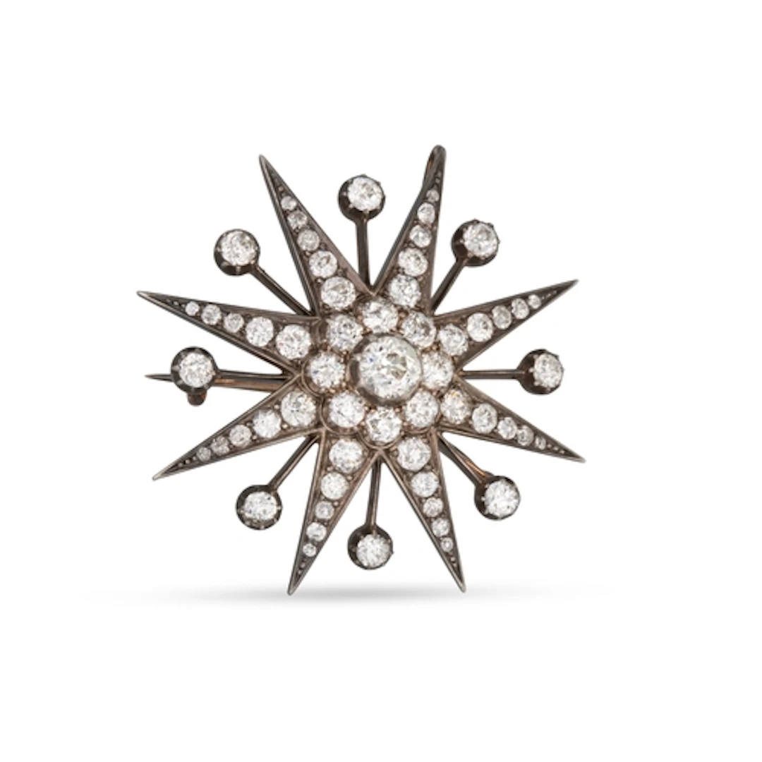 AN ATTRACTIVE LATE VICTORIAN DIAMOND STAR BROOCH/PENDANT, in...