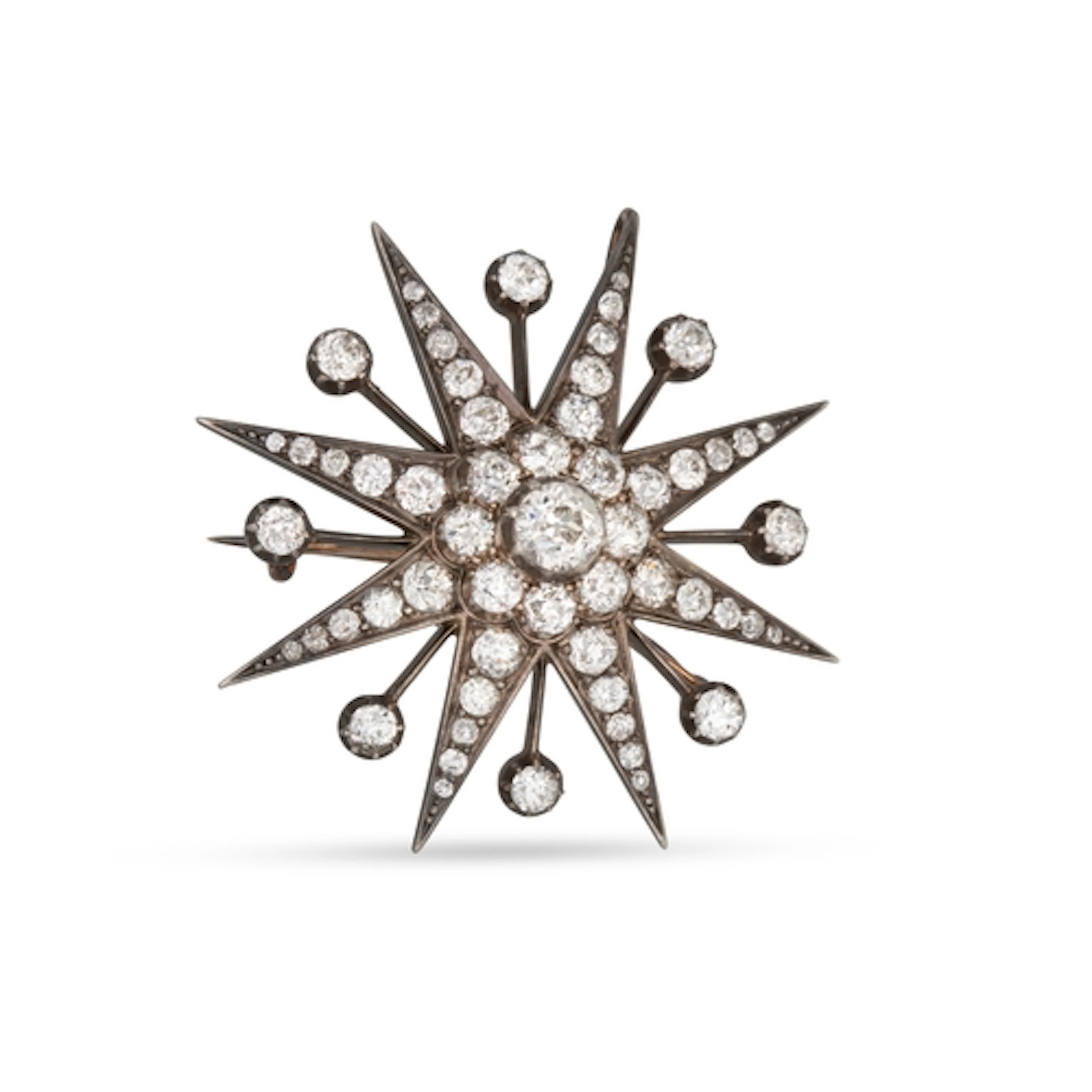 AN ATTRACTIVE LATE VICTORIAN DIAMOND STAR BROOCH/PENDANT, in...