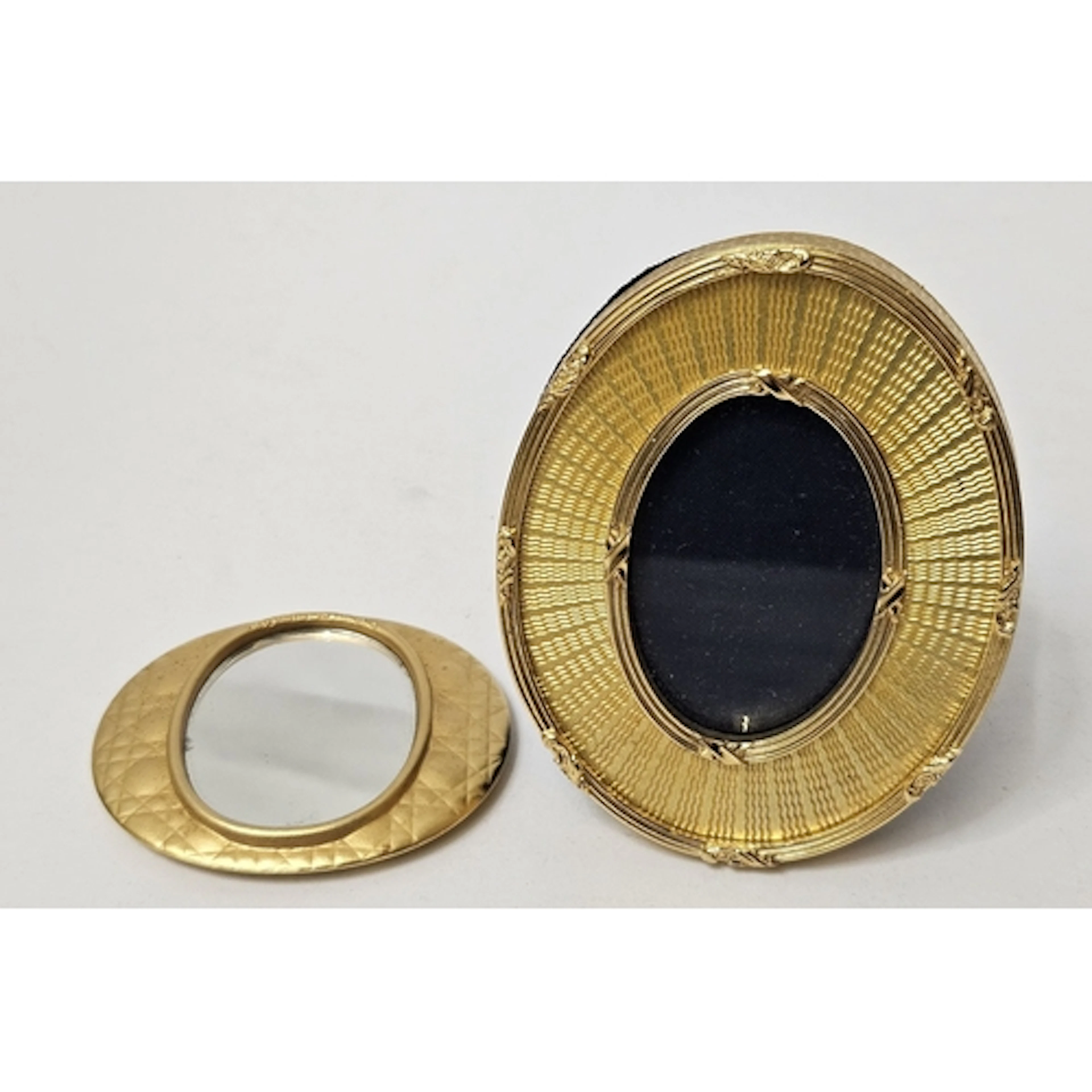 Gold Tone Oval Metal Hand Mirror marked Parfum Dior approx. ...