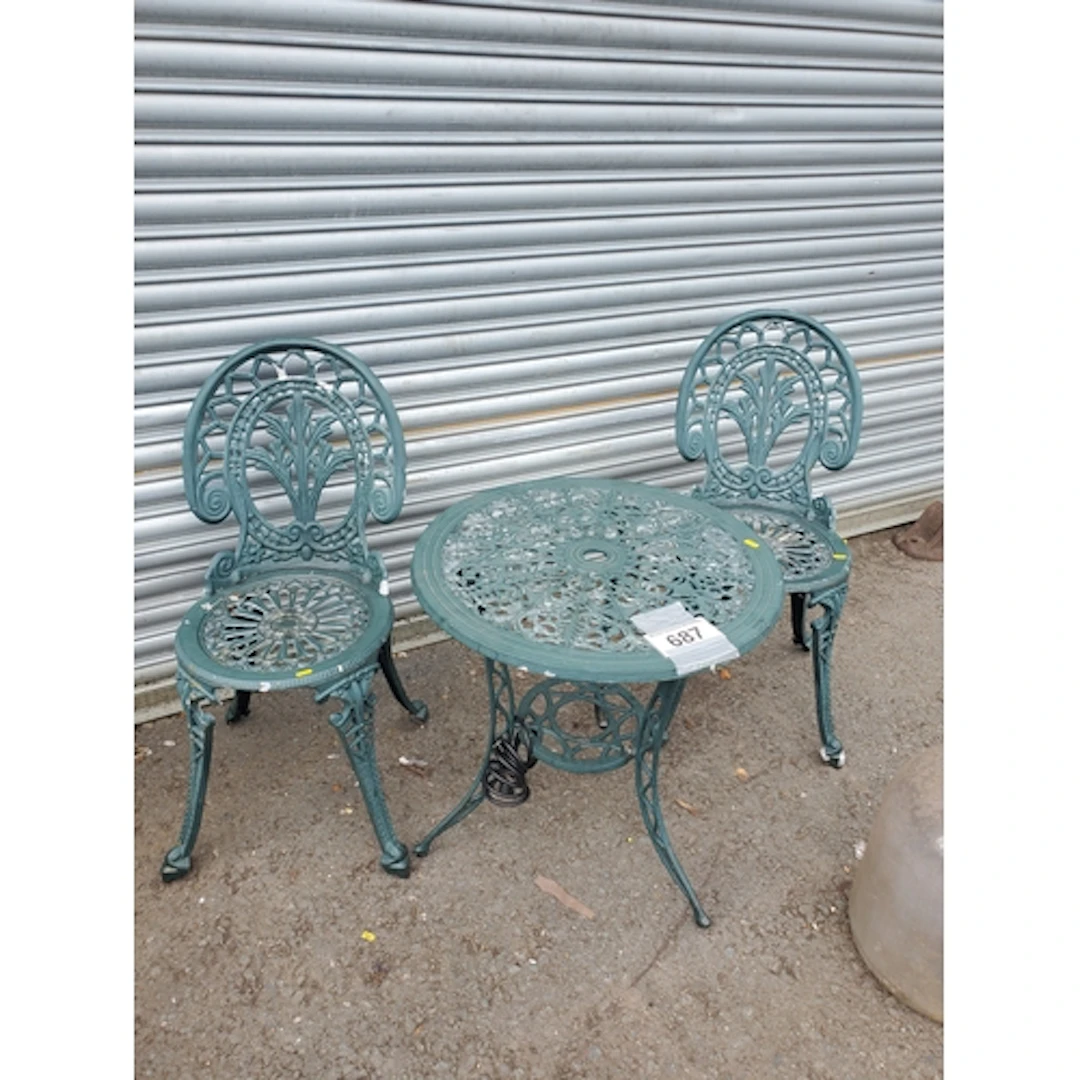 A Garden Table and two Chairs