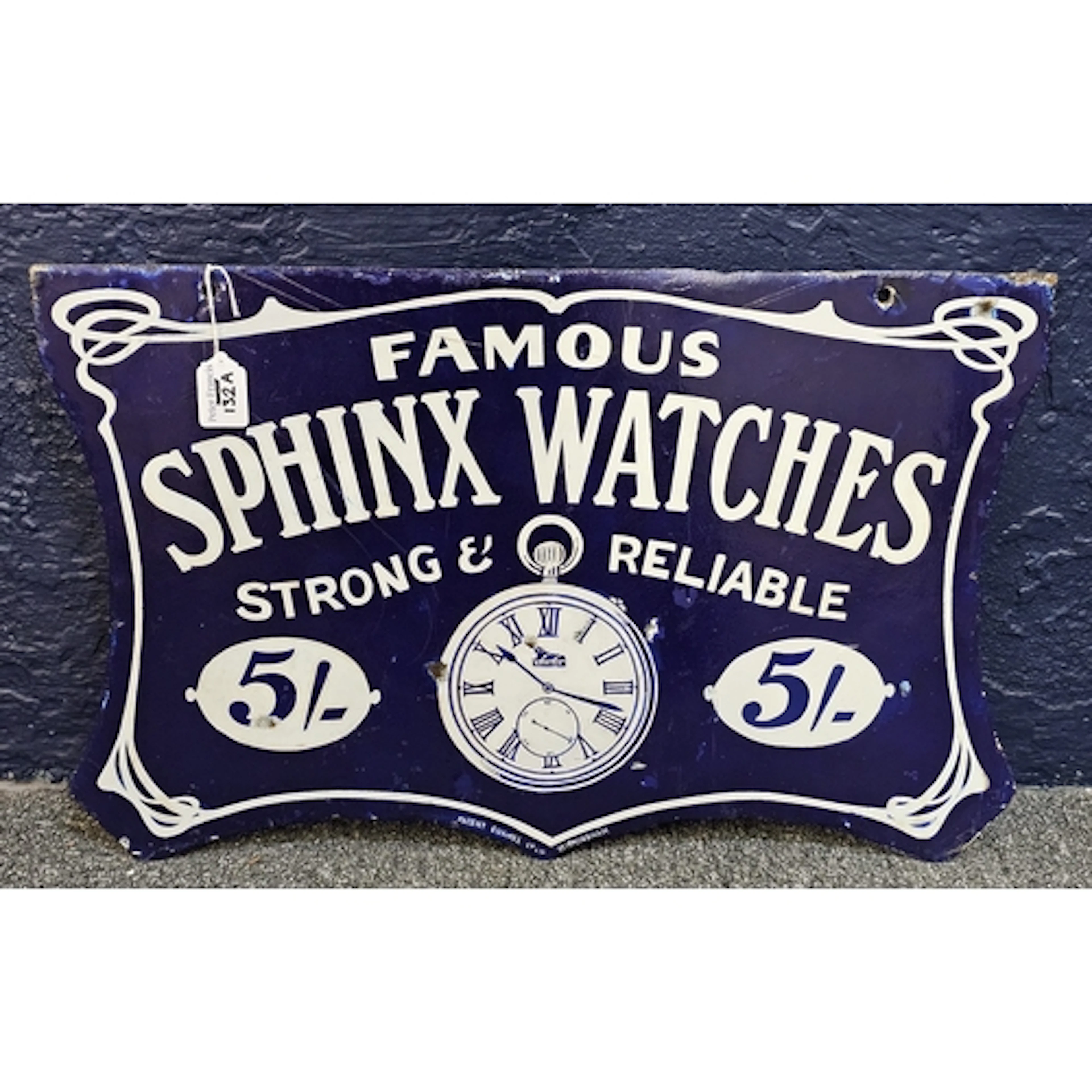 Original 'Famous Sphinx Watches, Strong and Reliable' enamel...