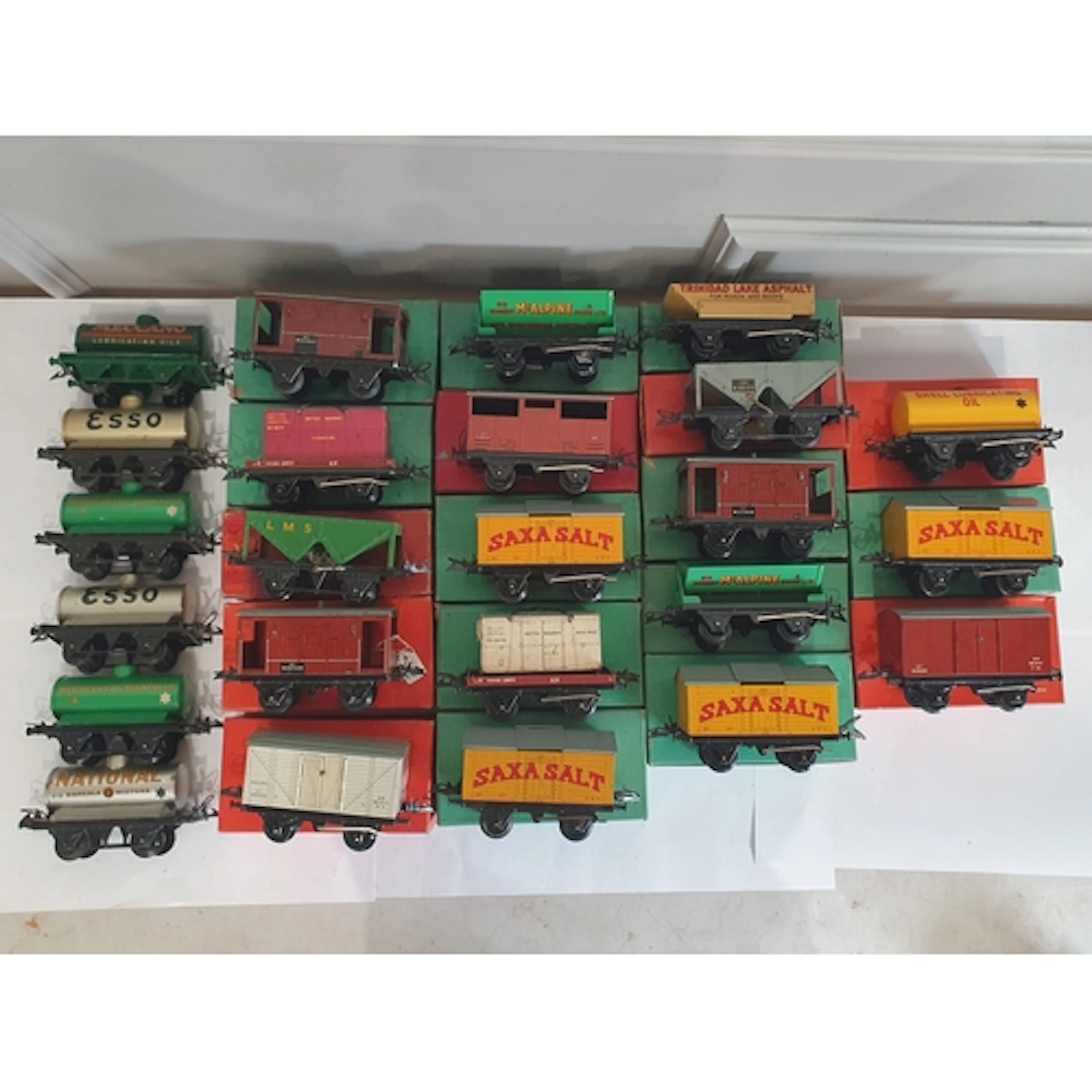 Nineteen boxed Hornby 0 gauge No.50 Wagons including Saxa Sa...