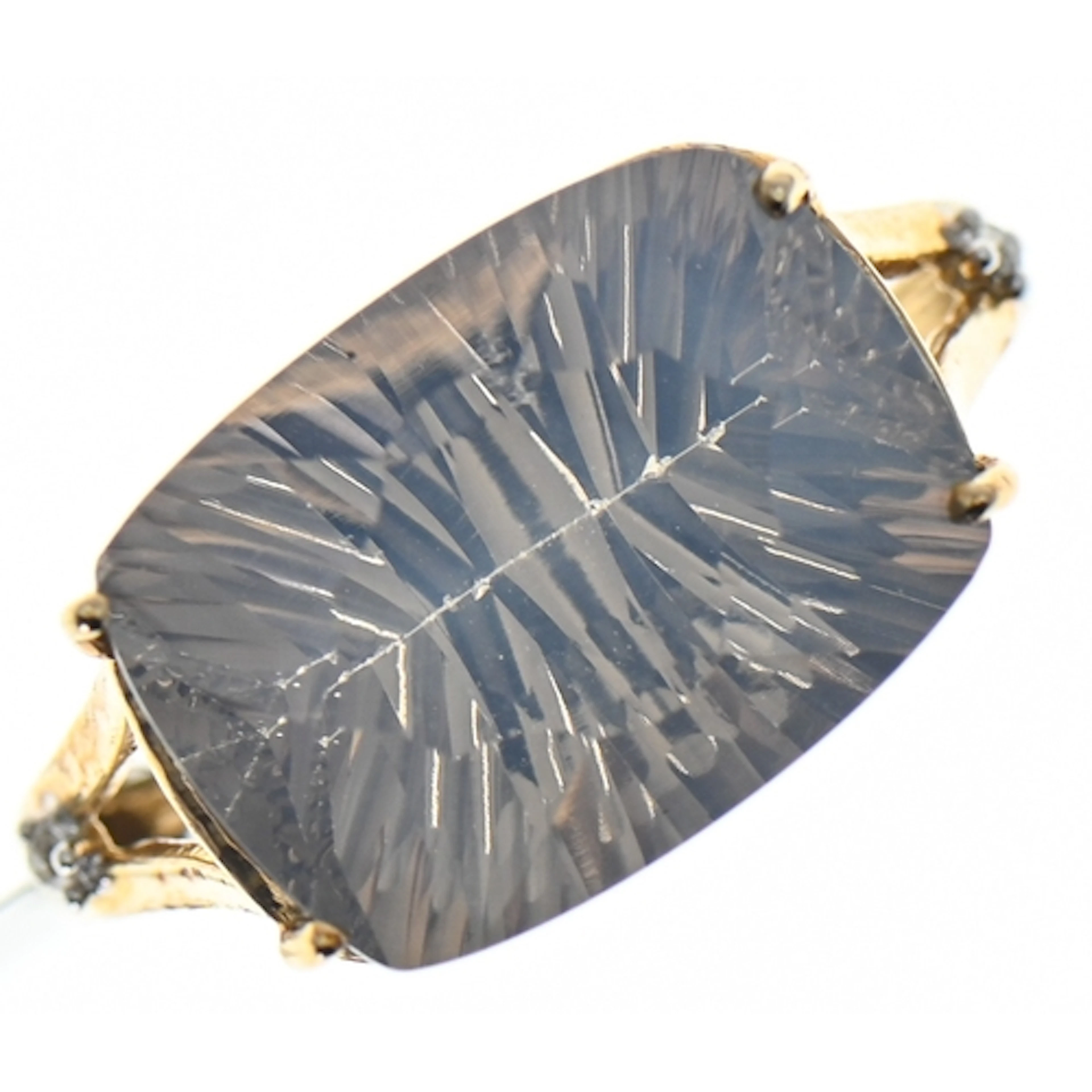 9ct gold, eclipse quartz and diamond cocktail ring, hallmark...