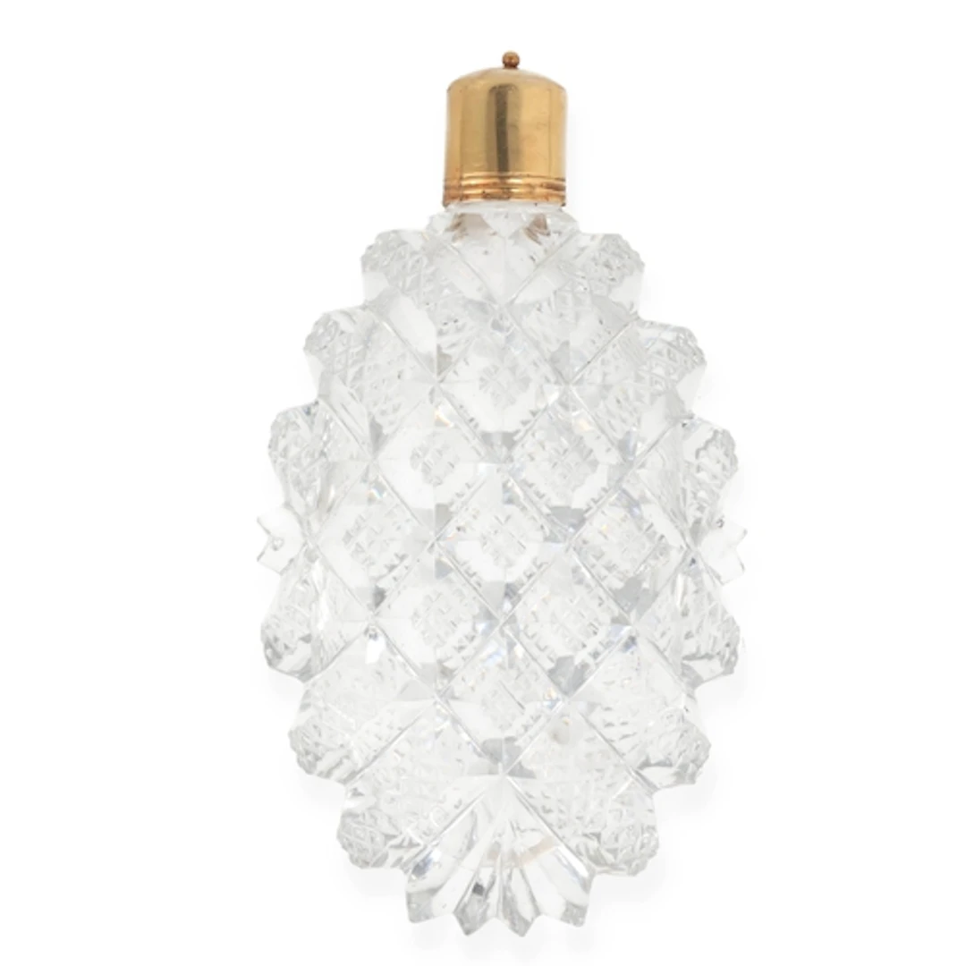 A GOLD MOUNTED CUT GLASS PERFUME BOTTLE, FIRST HALF 19TH CEN...