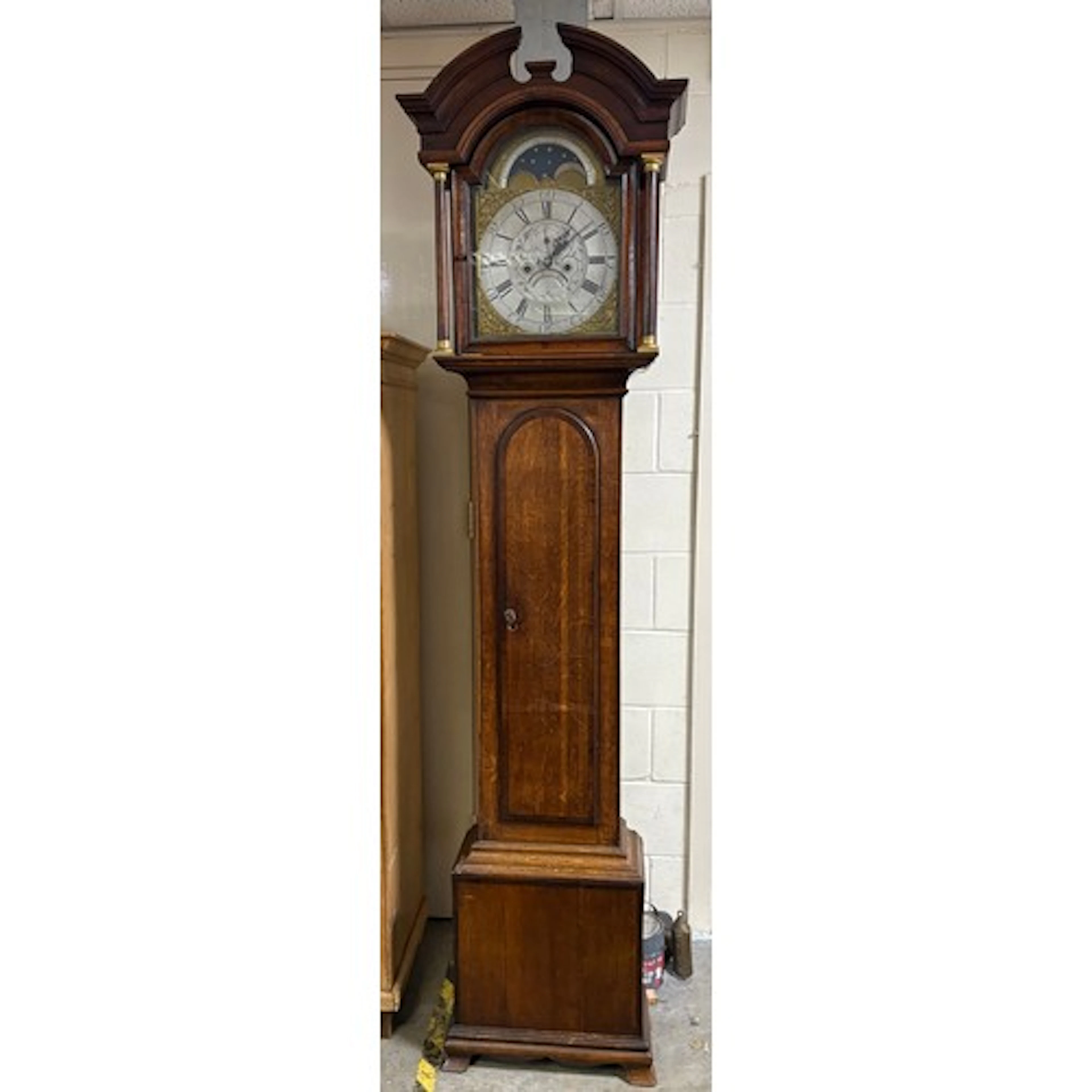 A Fr Parker Knaresbro 19thC oak & mahogany banded longcase c...