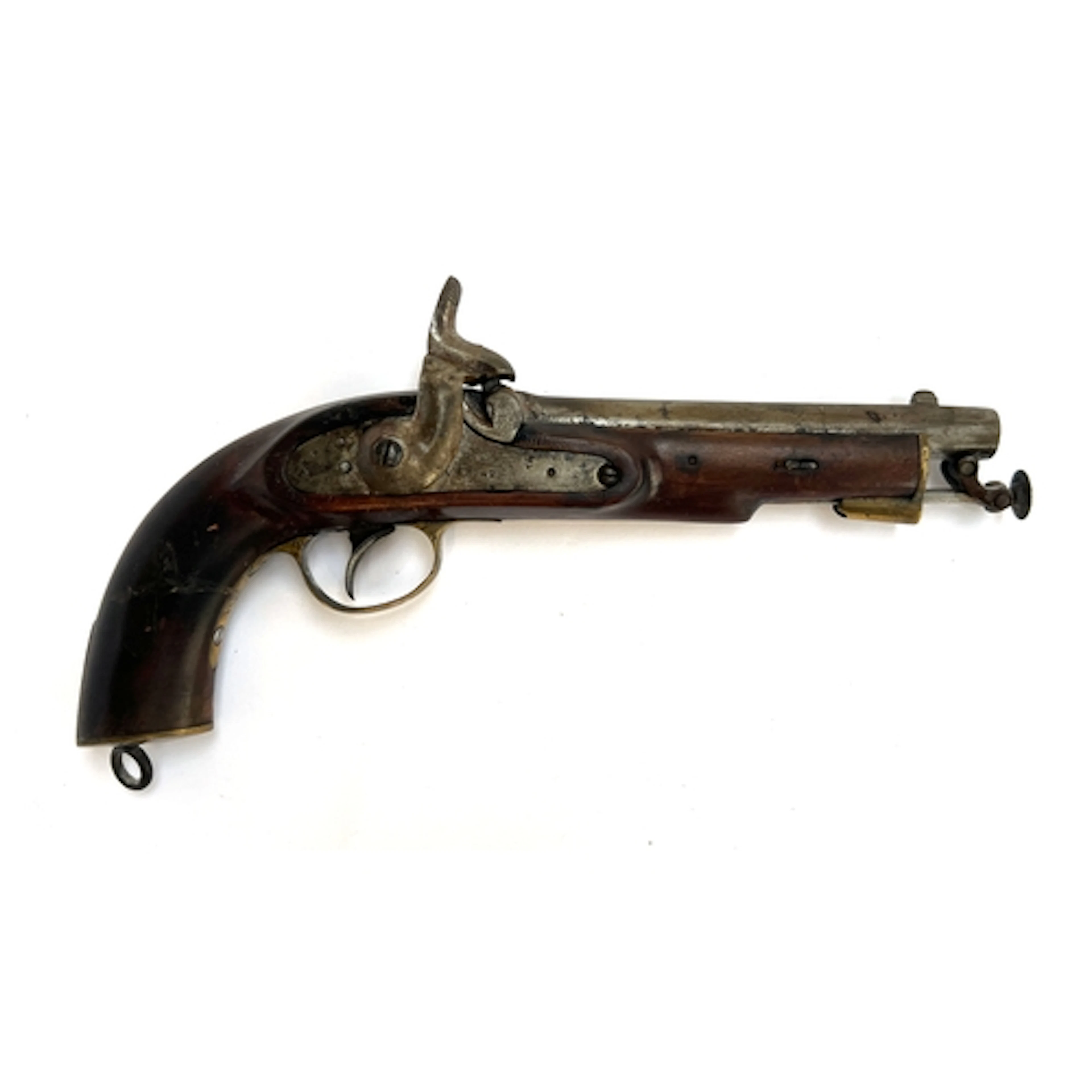 A Victorian percussion pistol, the lock plate inscribed VR, ...