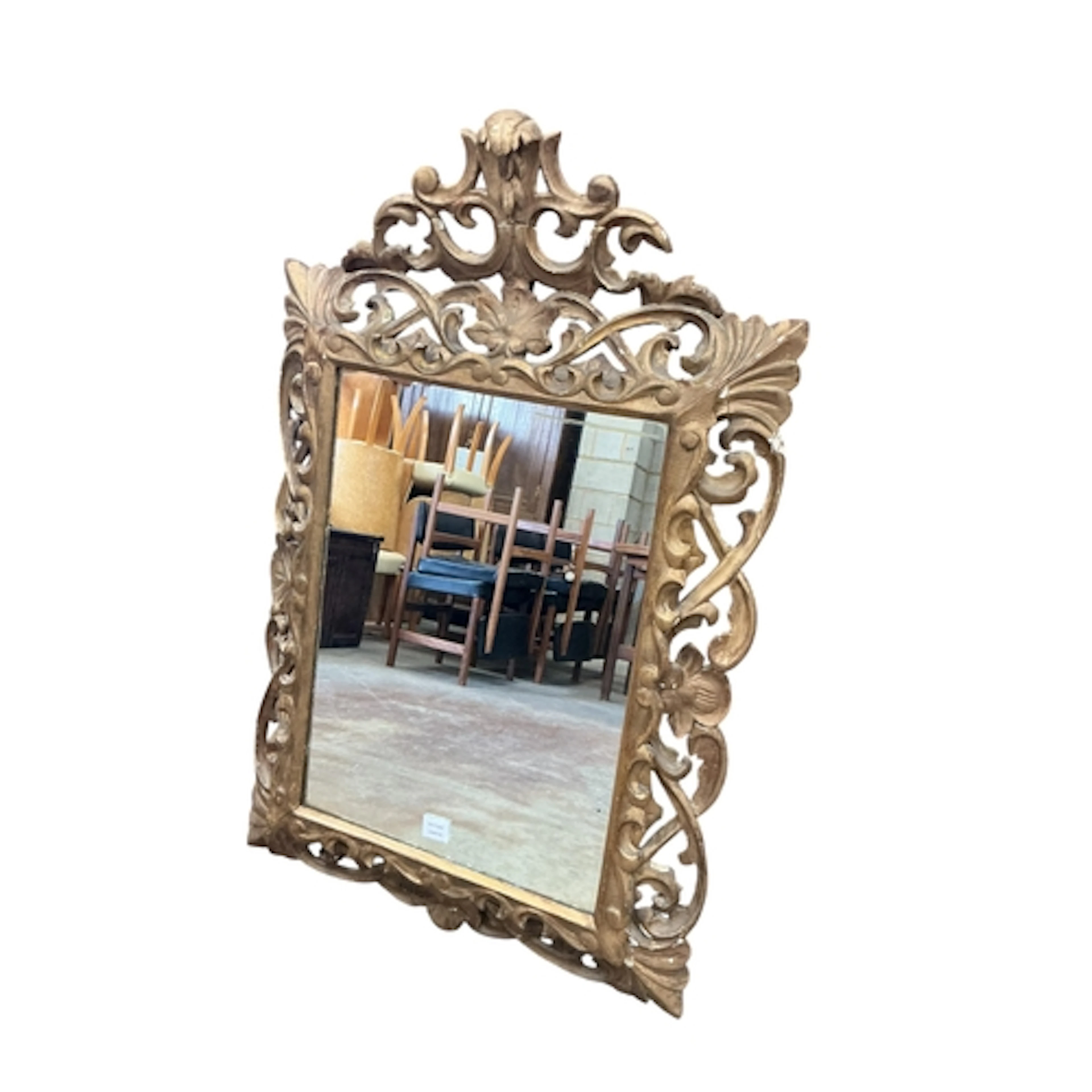 An 18th century style carved giltwood wall mirror, width 73c...