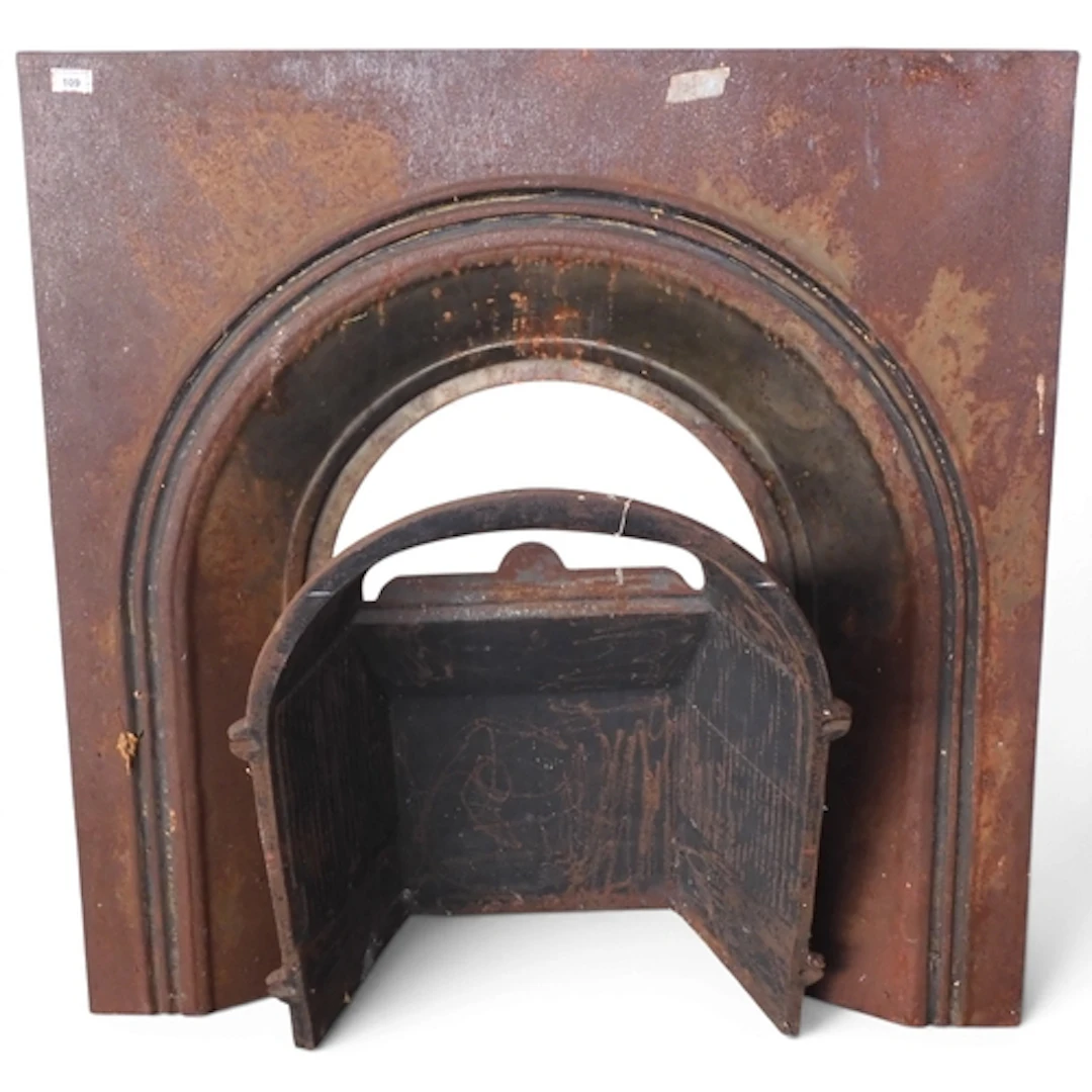 A lot of two assorted Victorian cast iron fireplace inserts ...