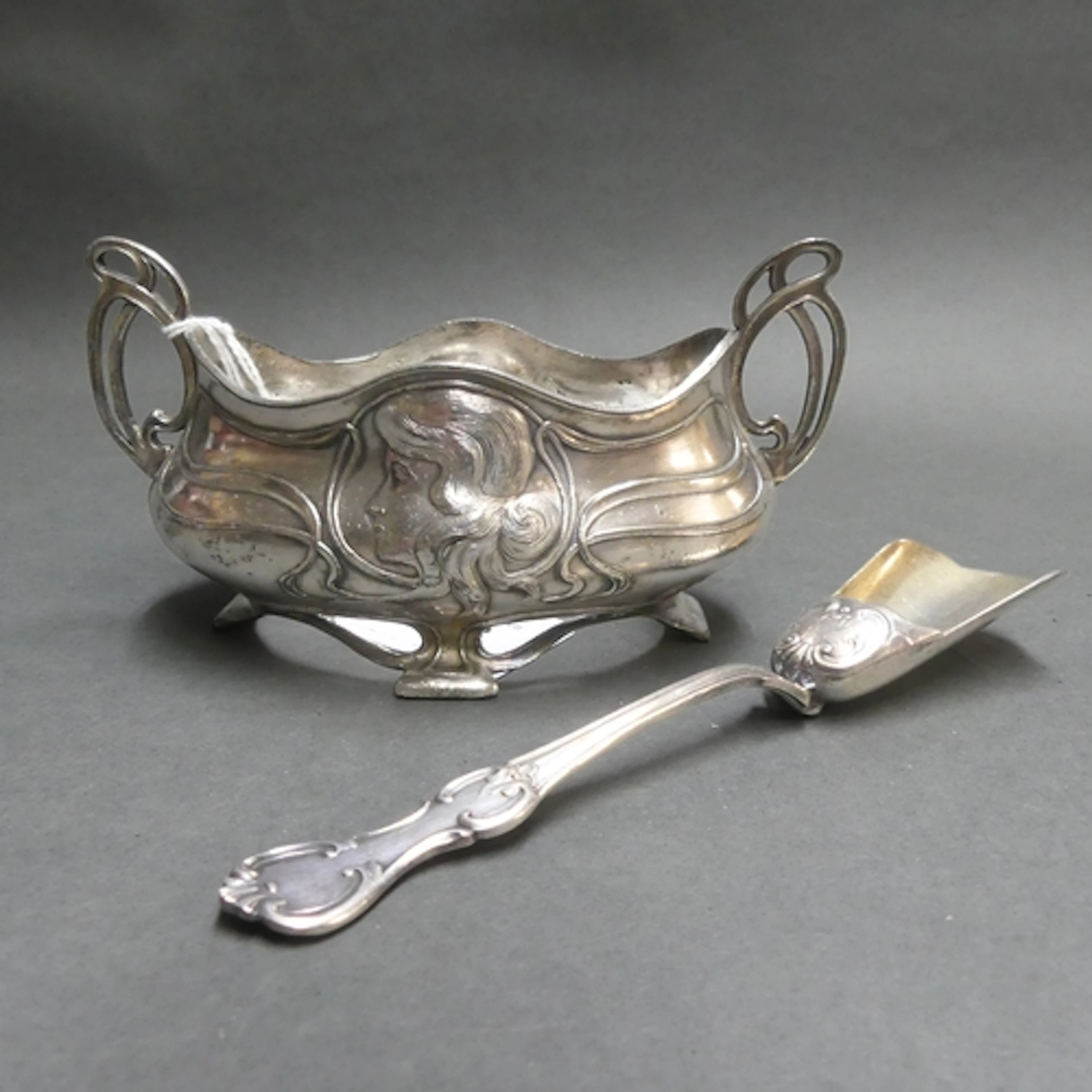 WMF - An Art Nouveau Brittania metal twin handled table jard...
