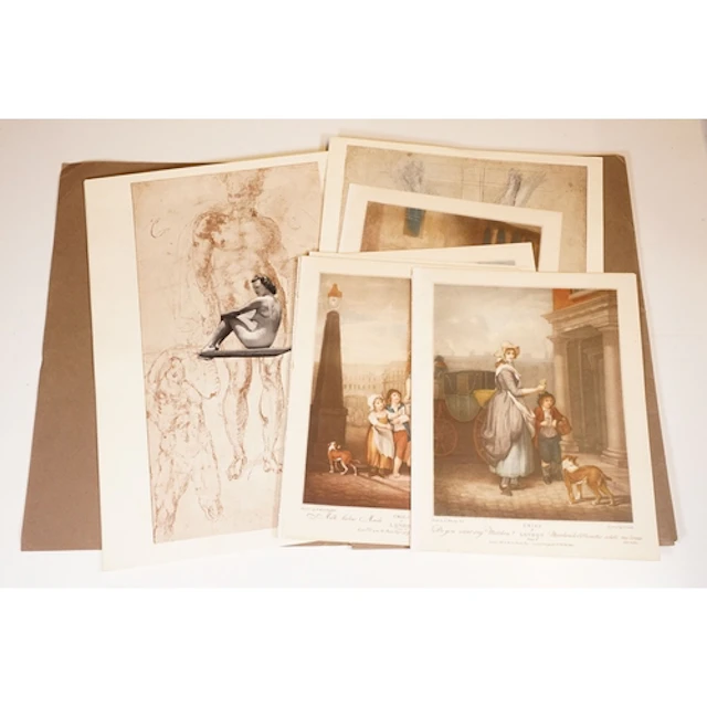 After Michelangelo, set of eight prints in Grolier folder to...