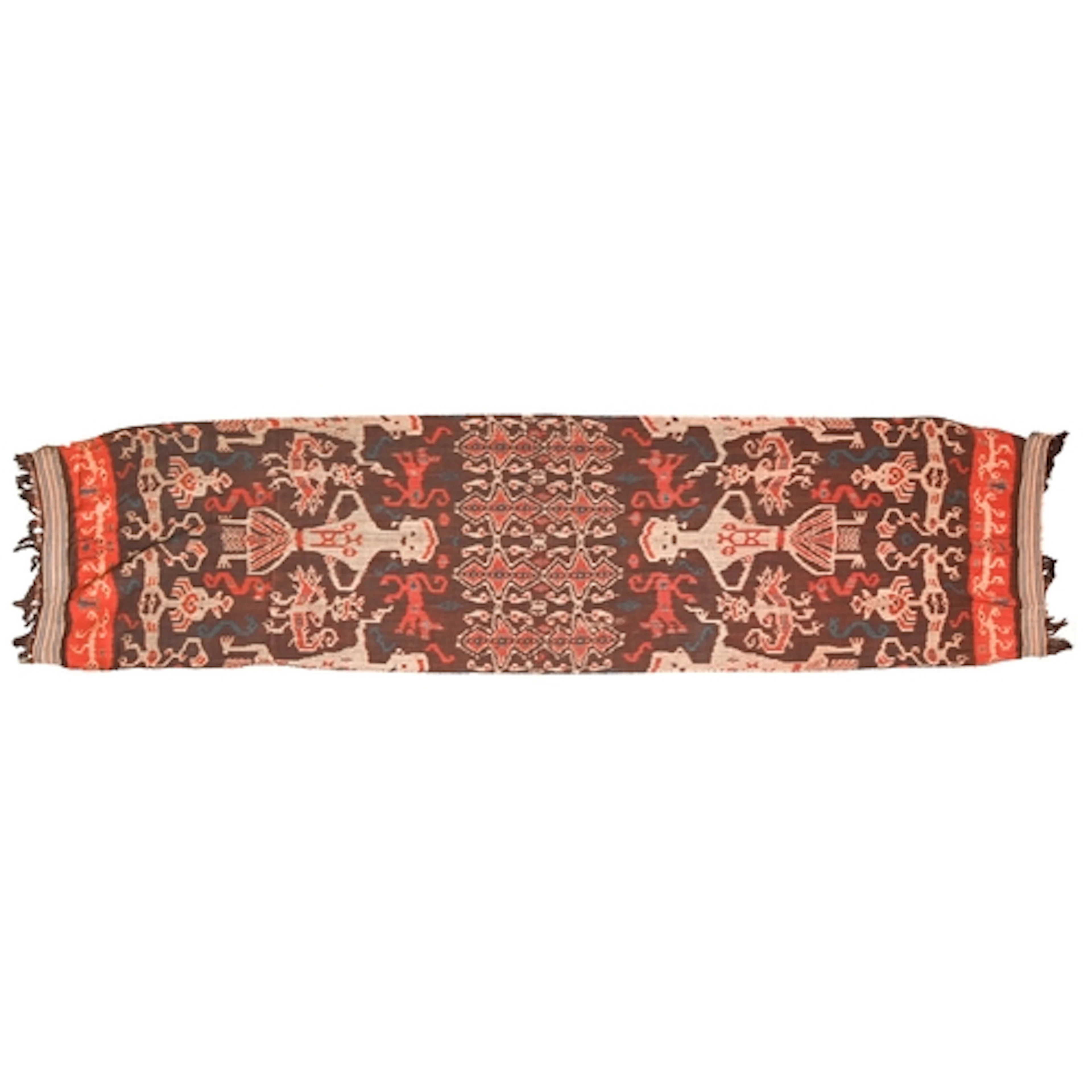 An ikat, Sumba, 20th c, with figures and geometric patterns,...