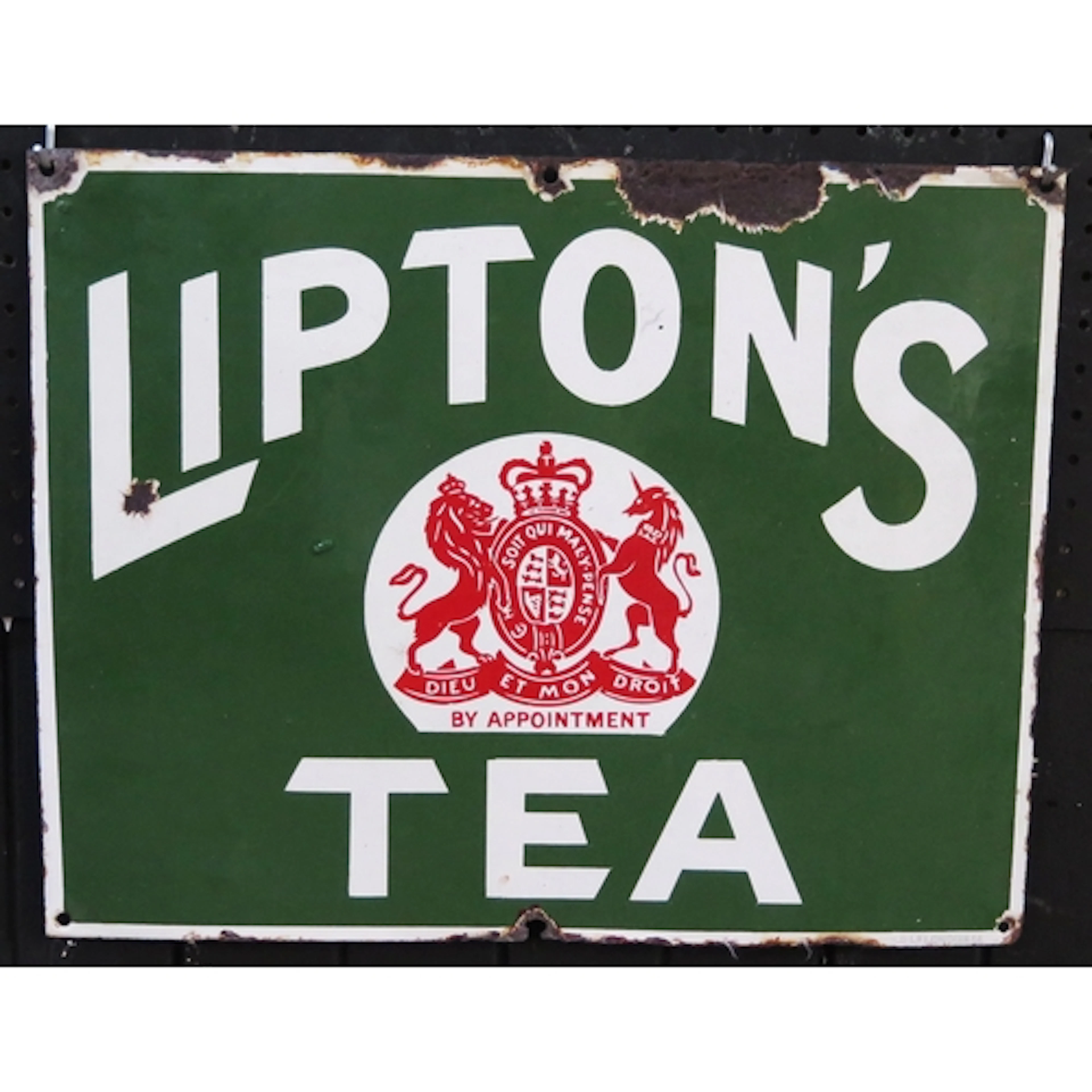 Lipton Tea Green Enamel sign with original weathered patina ...