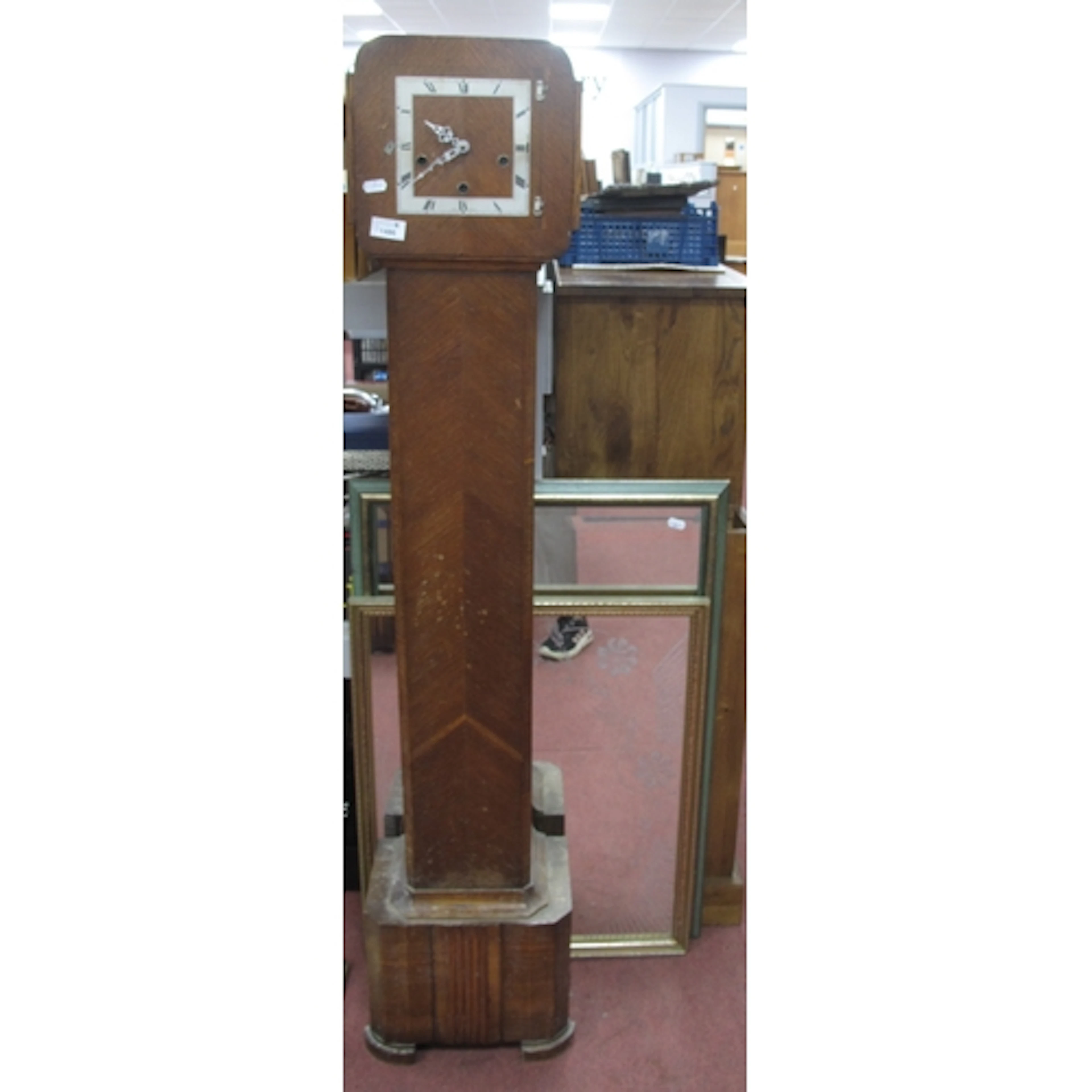 Oak Grandmother Clock, two wall mirrors (3).