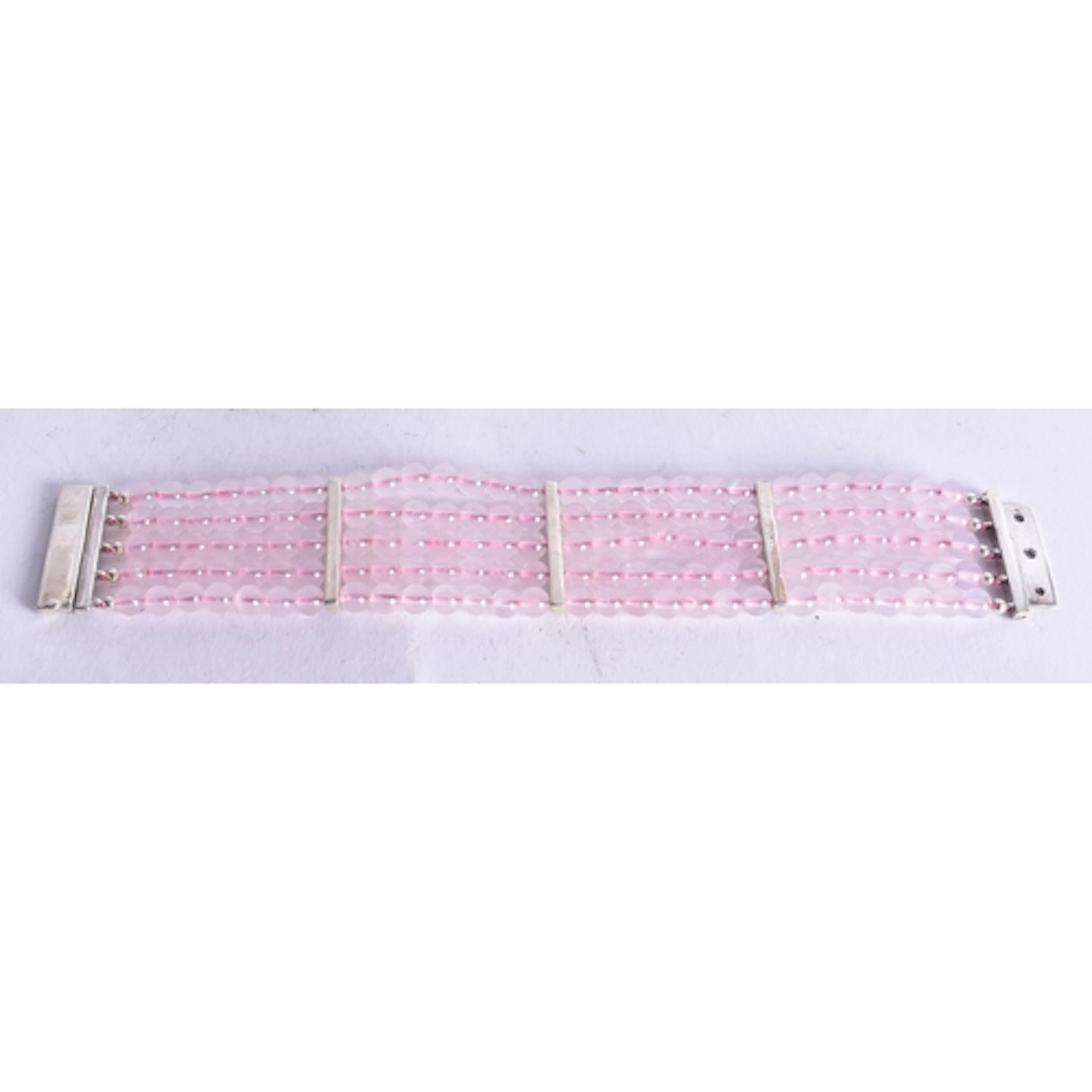 A Five Strand Rose Quartz Bead Bracelet. Bead Size 6mm, Leng...