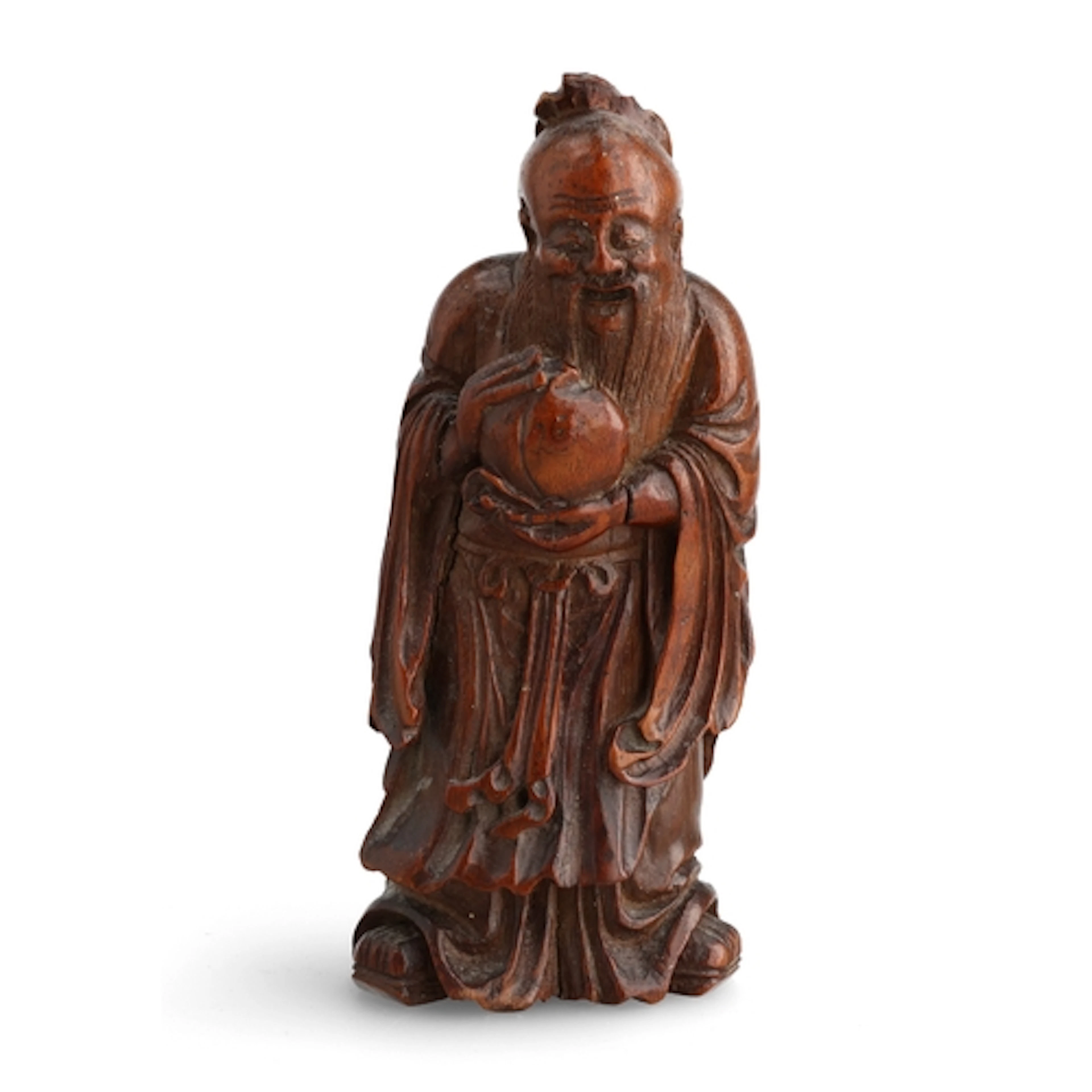A 17TH/18TH CENTURY CHINESE BAMBOO SHOULAO 14 cm H...