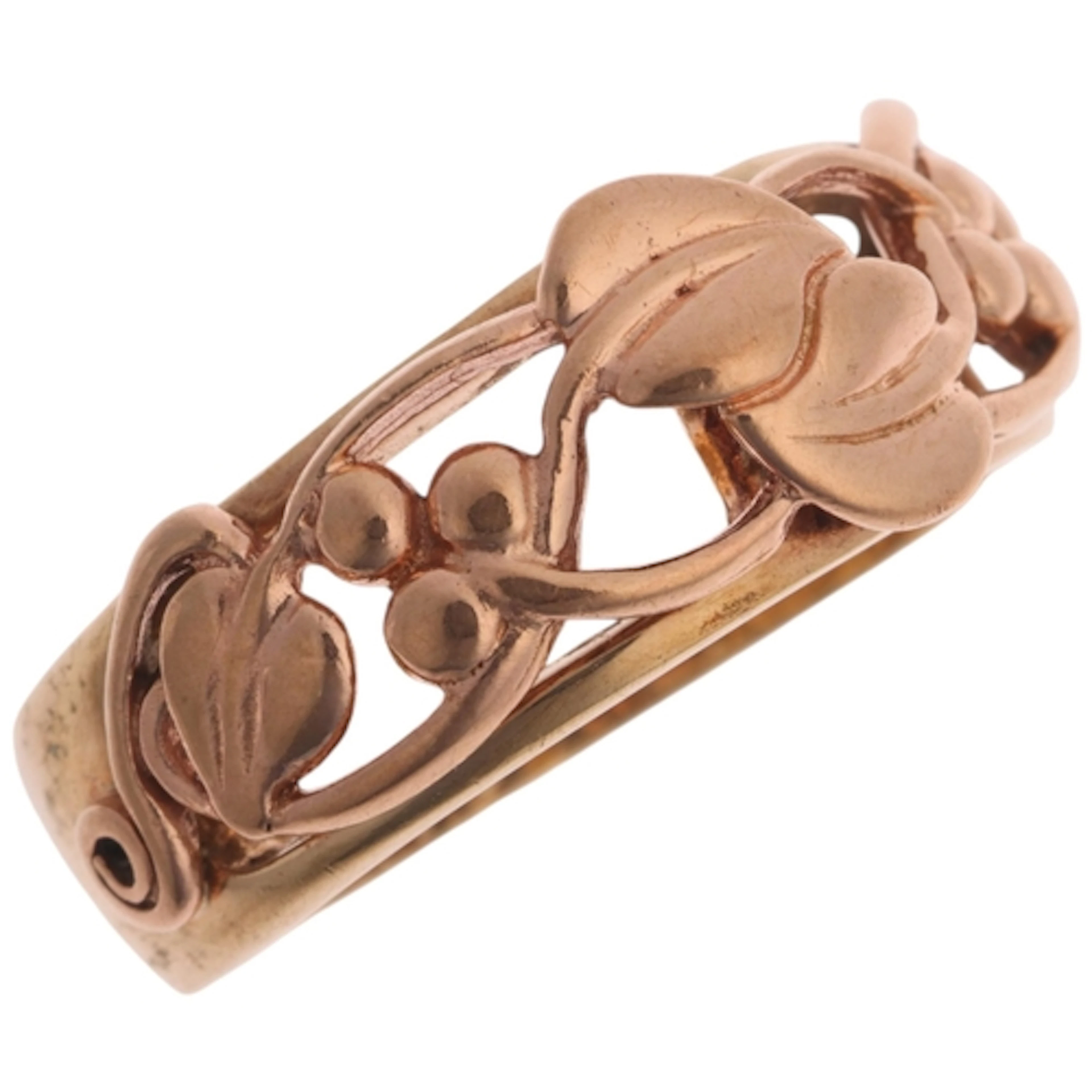 CLOGAU - a Welsh 9ct two-colour gold 'Tree Of Life' band rin...