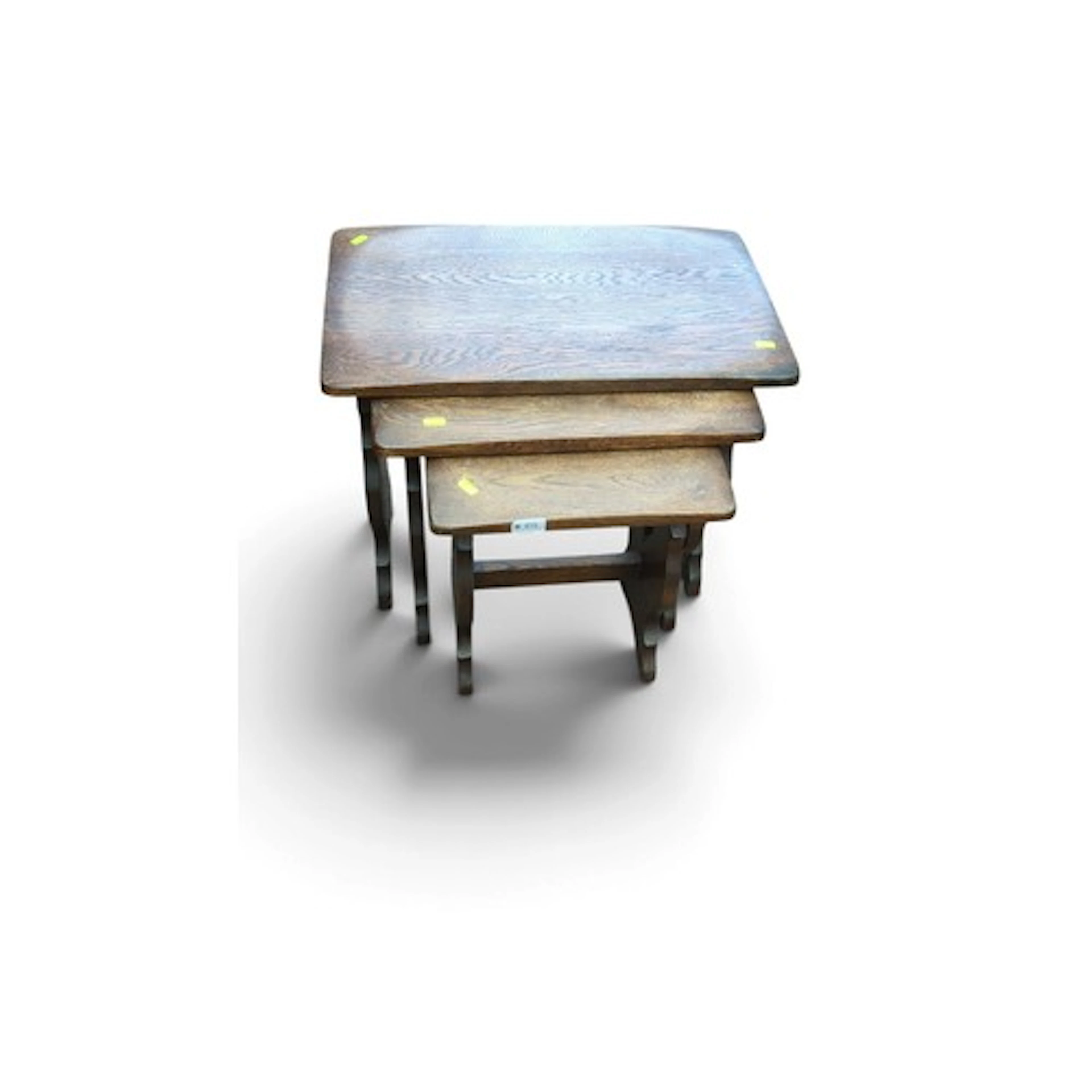 Oak nest of three occasional tables, each with a rectangular...