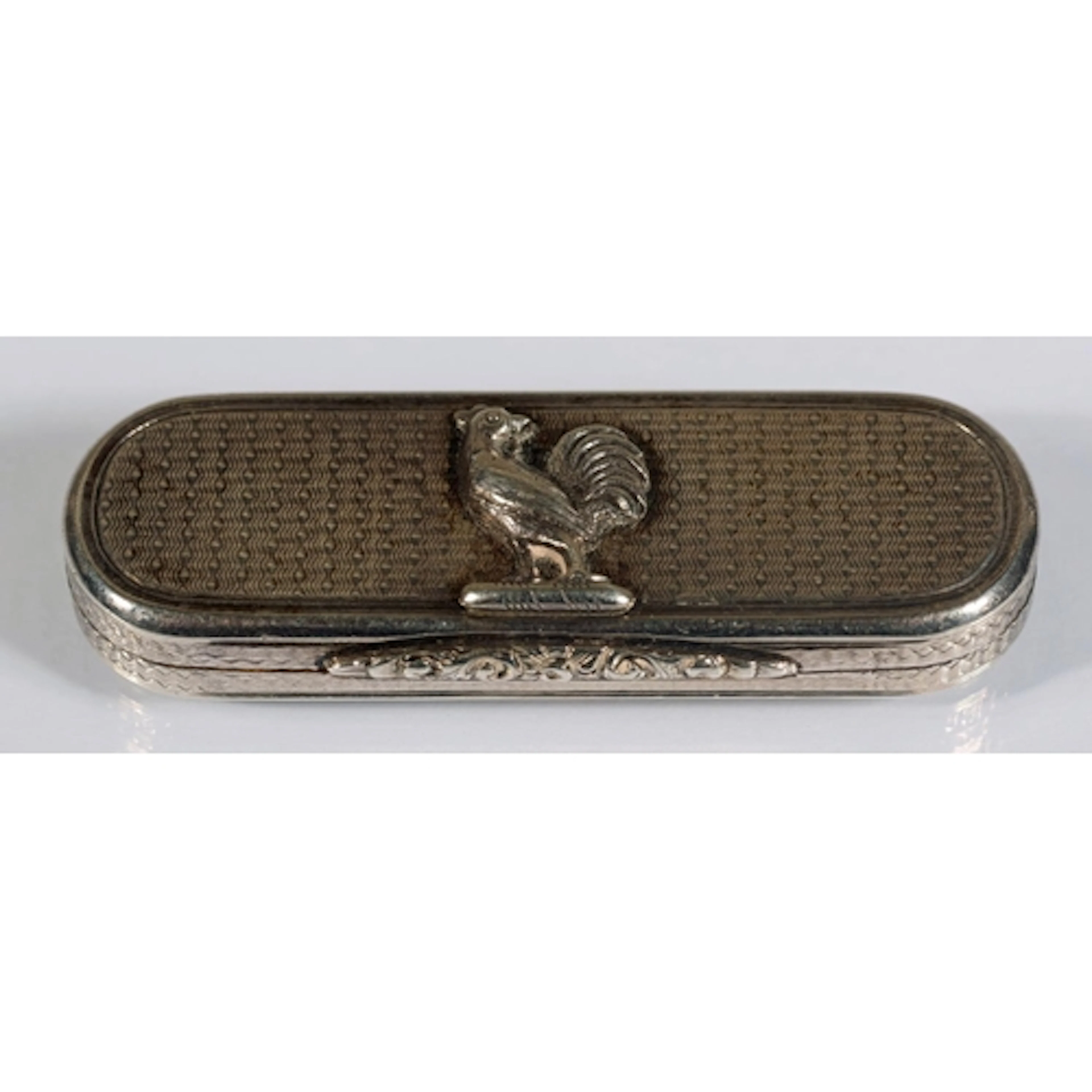 Antique silver vinaigrette decorated with cockerel by Nathan...