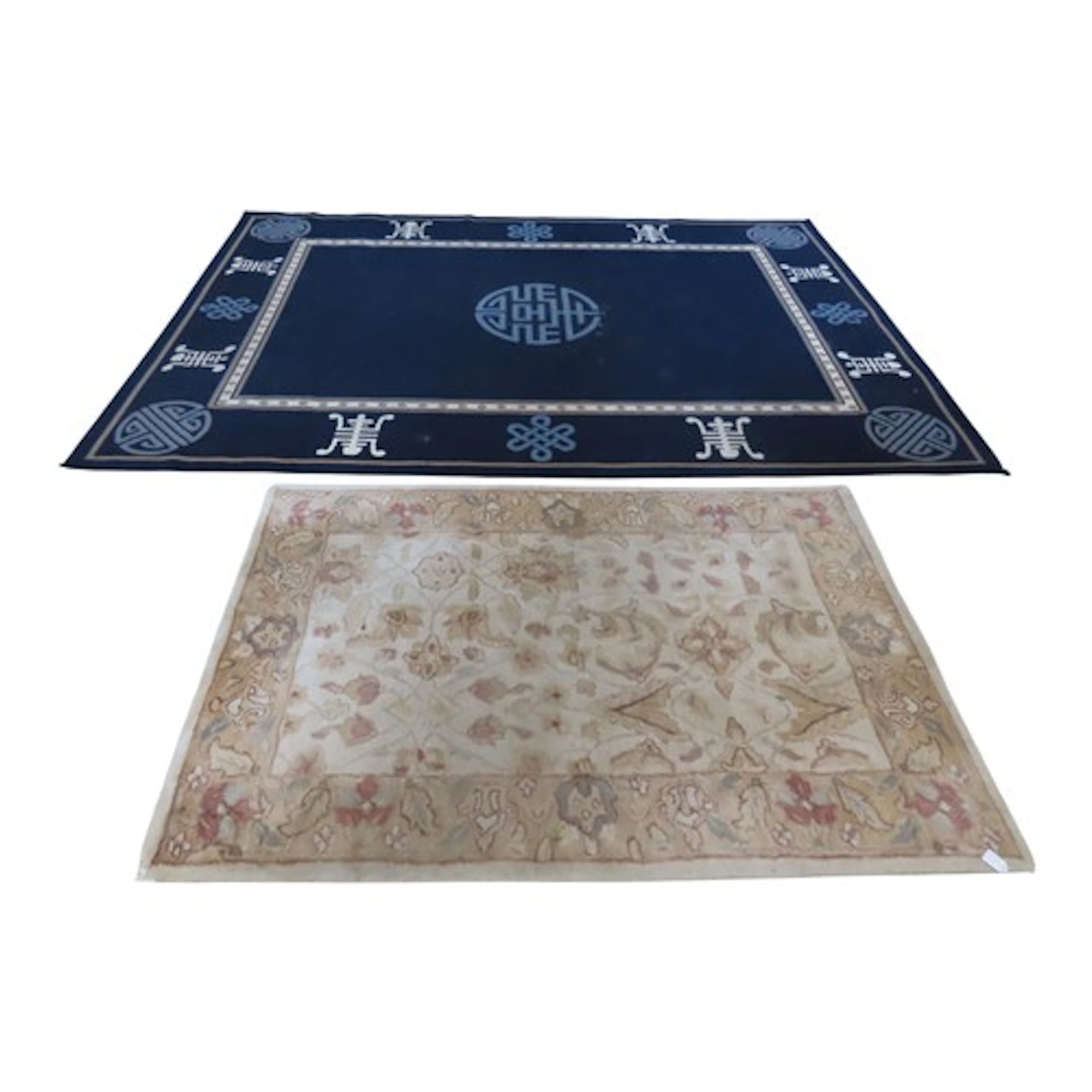 Two Chinese rugs. One in a blue colour way 325cm x 232cm, an...