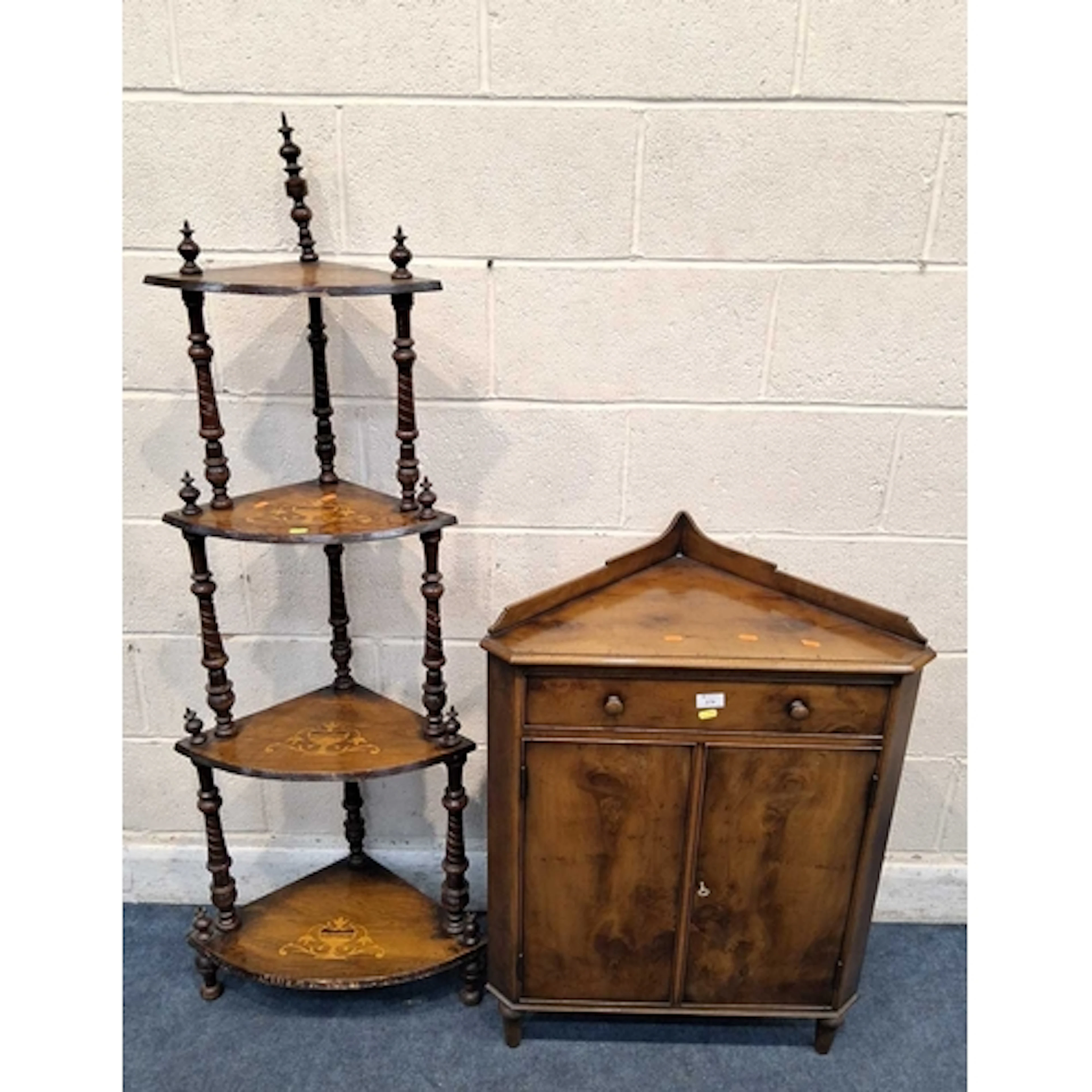 A REPRODUCTION CORNER CUPBOARD, with a raised back, a hinged...