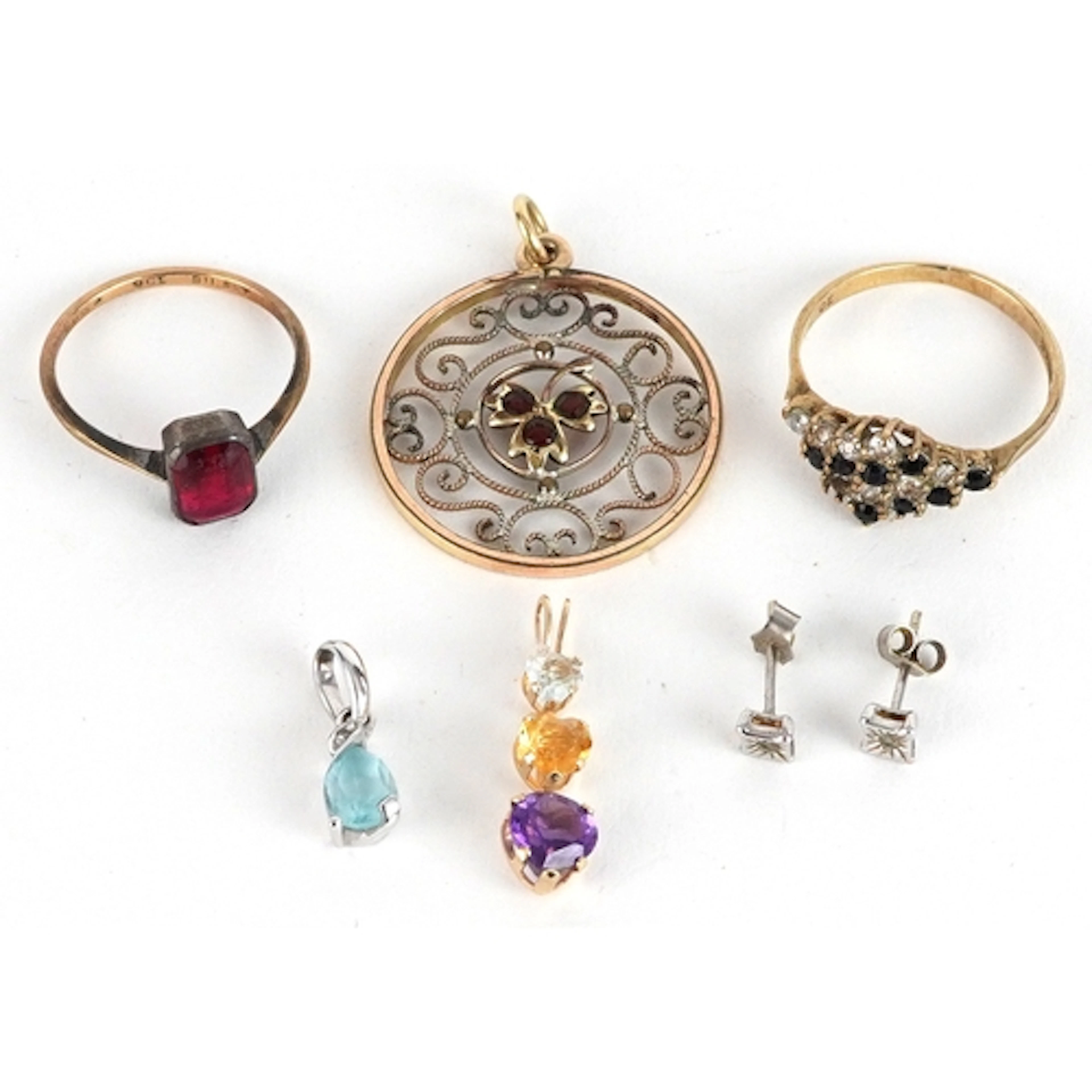 Antique and later jewellery including 9ct gold cubic zirconi...