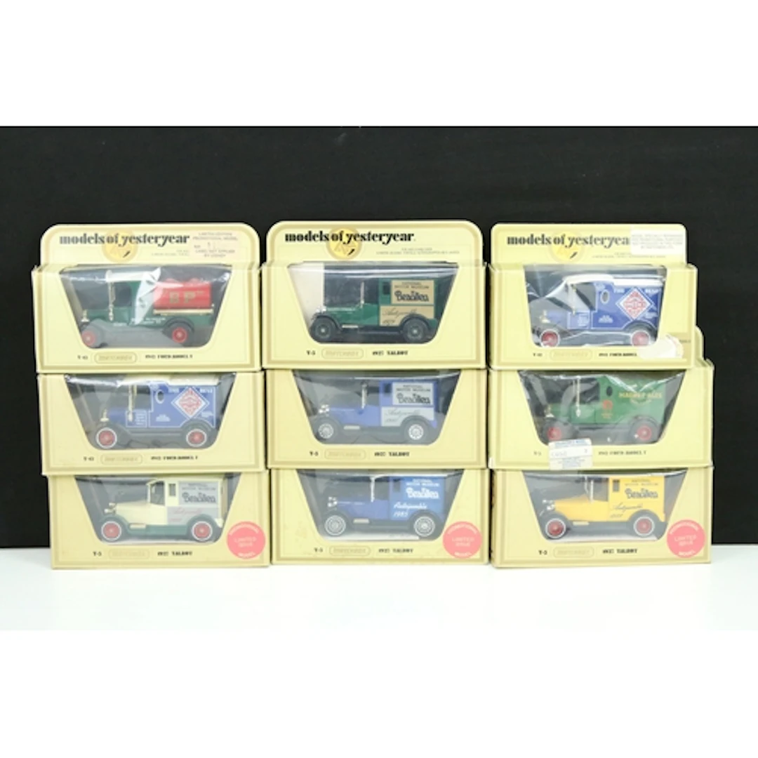 Nine boxed Matchbox Models of Yesteryear code variant diecas...