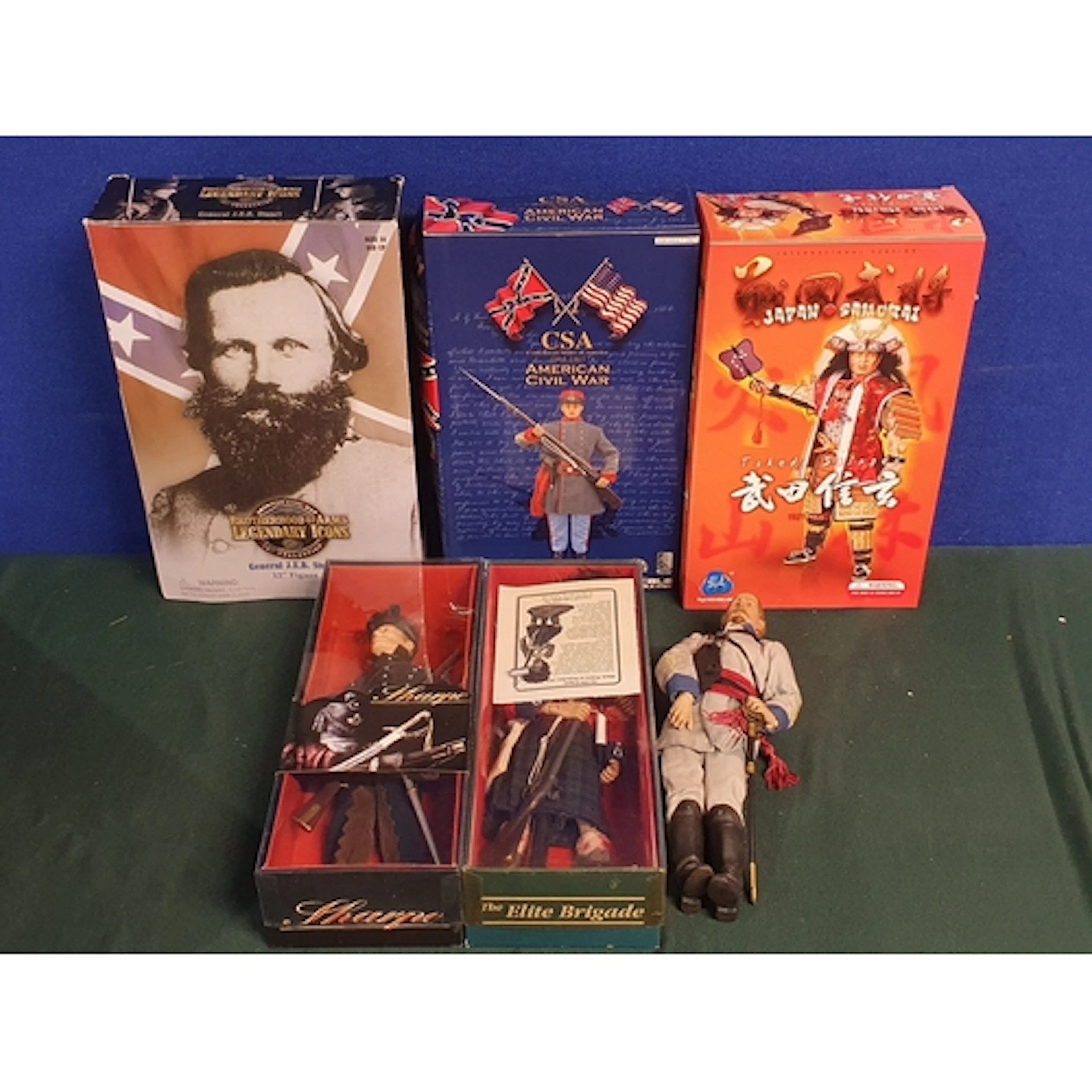 Five boxed Military Action Figures comprising Confederate St...