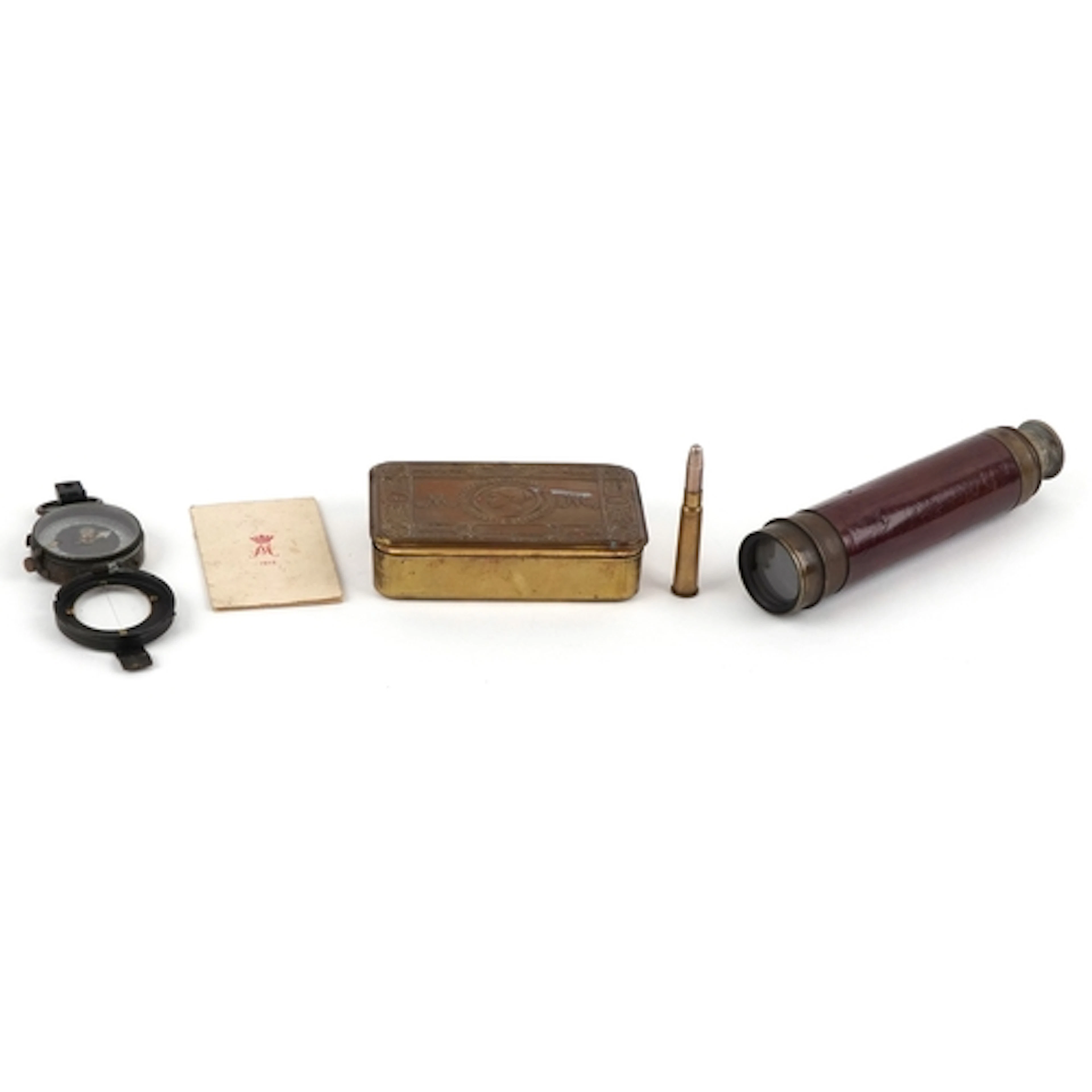 Militaria comprising British military Christmas 1914 brass M...