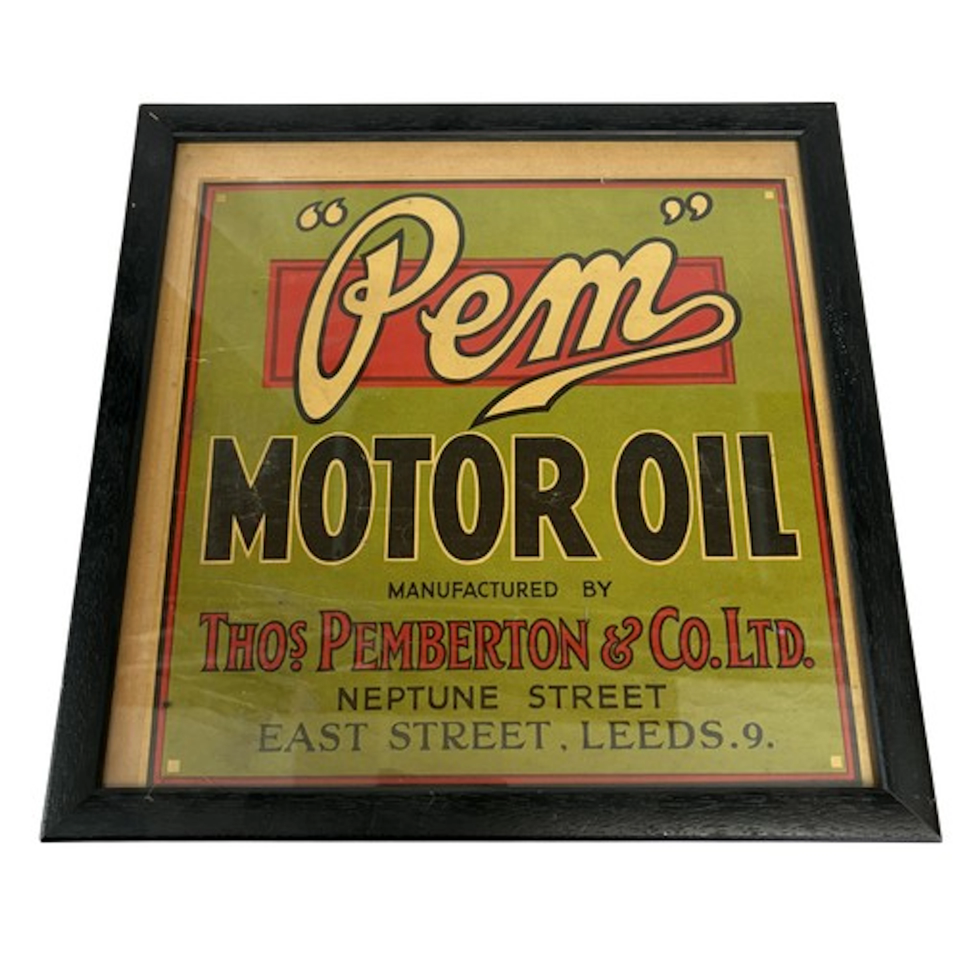 A Pem Motor Oil by Thos. Pemberton & Co Ltd advertising post...