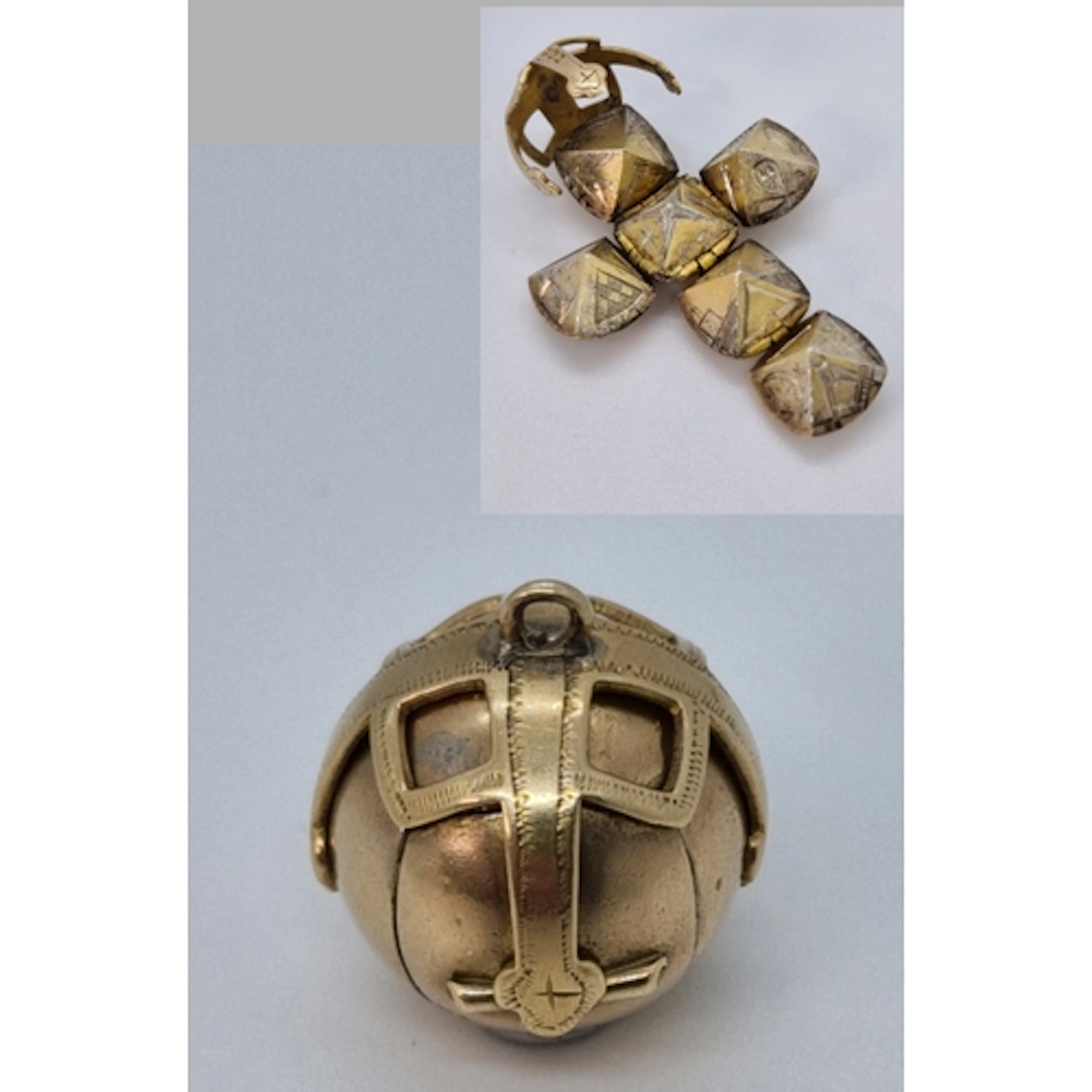 9ct gold and silver Masonic orb ball pendant. (B.P. 21% + VA...