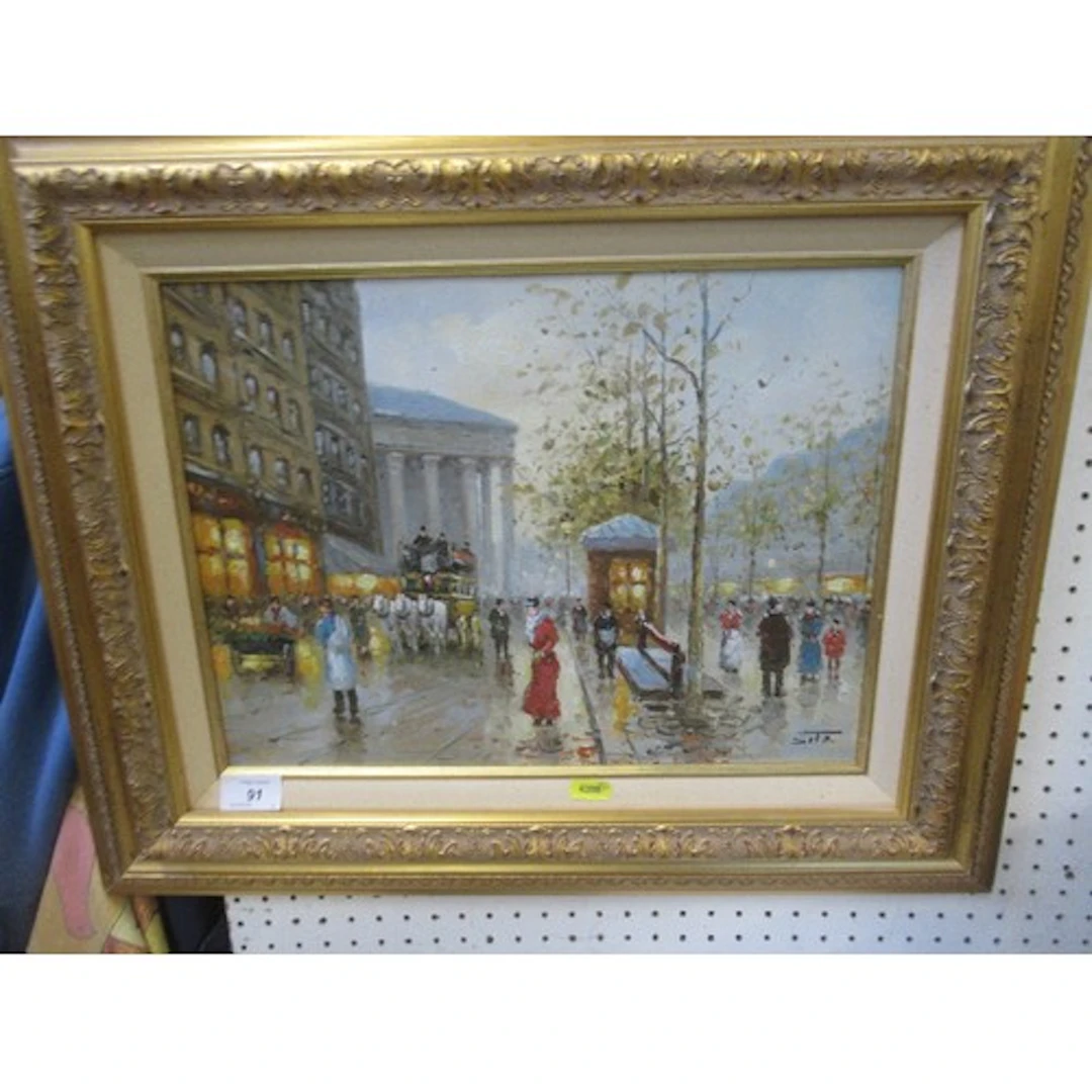 Sita, oil on canvas, continental city scene
