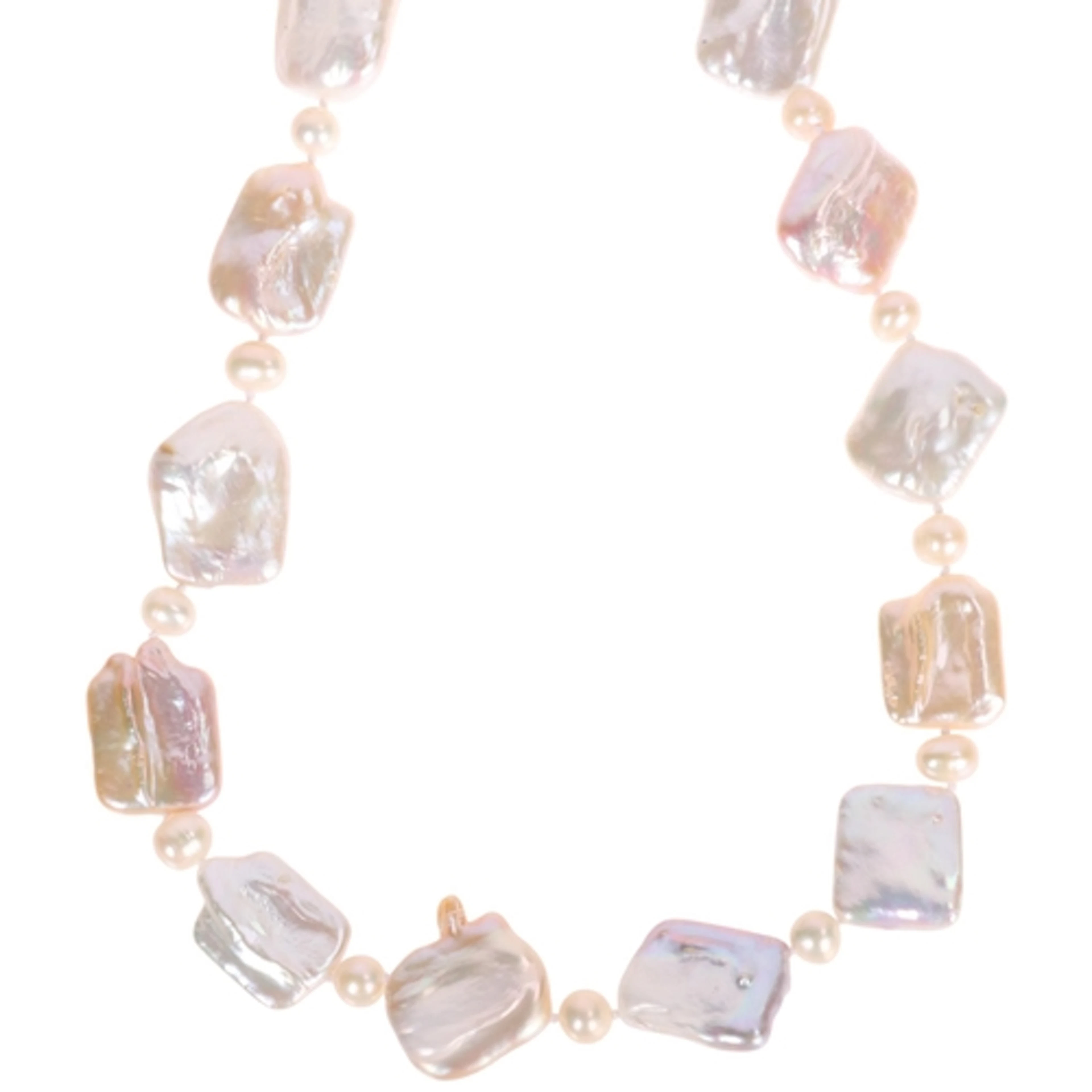 ILIANA - a single-row Keshi white pearl and freshwater pearl...