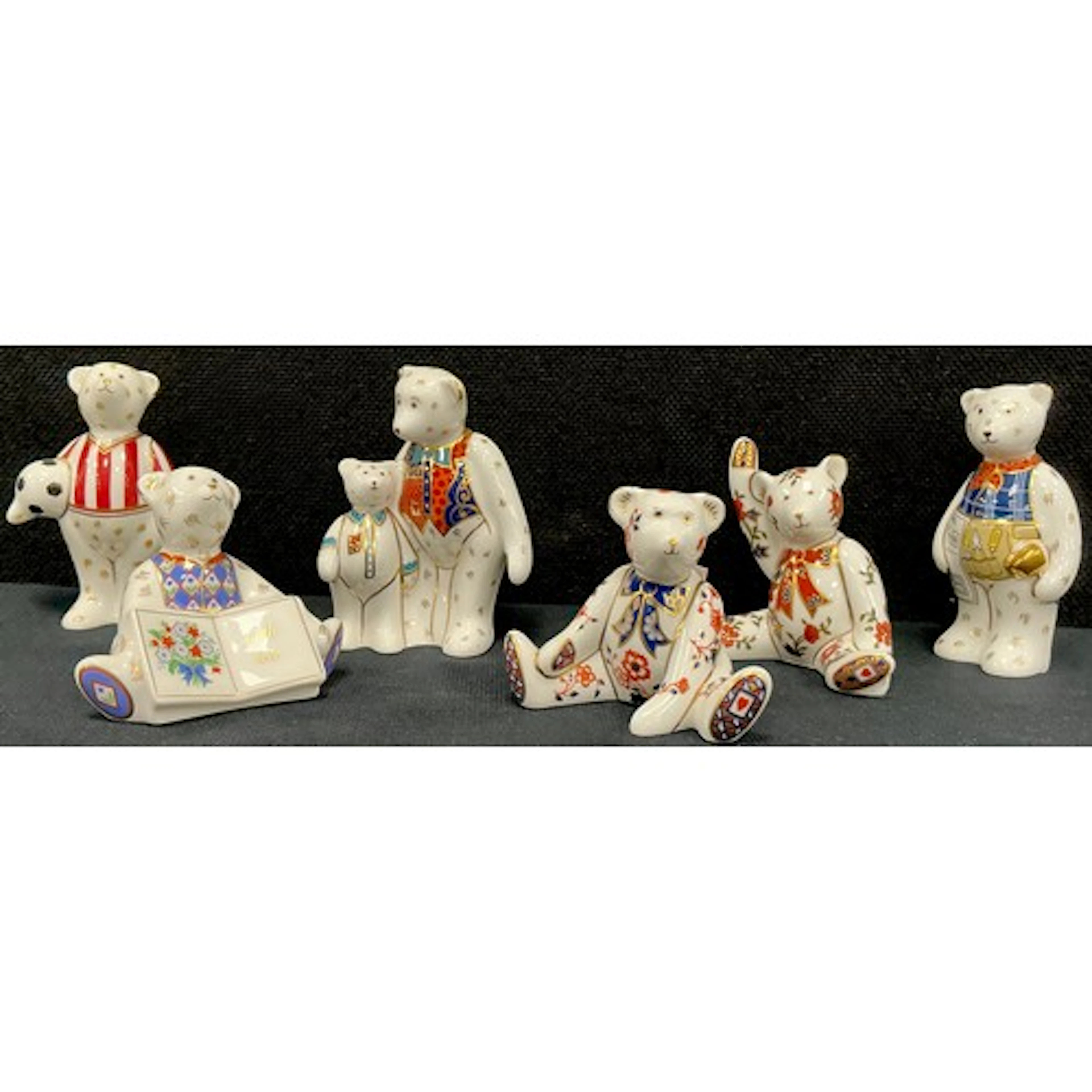 Royal Crown Derby - six Teddy bear paperweights, With Love,...