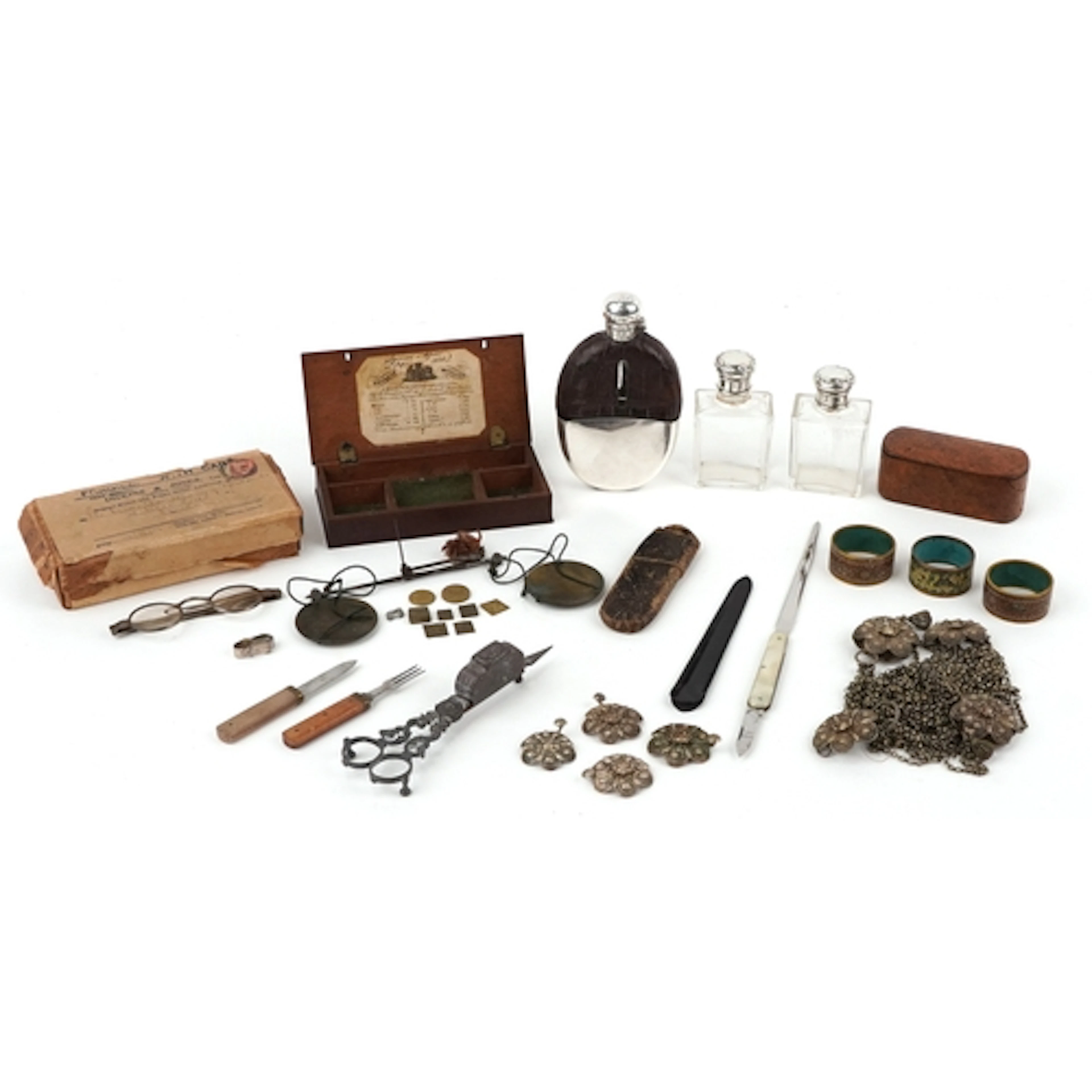 Antique and later objects including a Georgian burr walnut s...