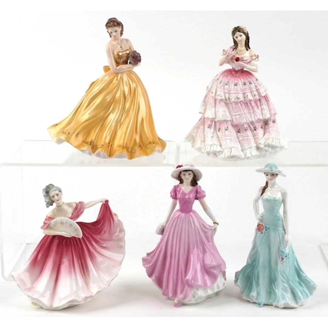 Five collectable figurines including Royal Worcester - Gold...