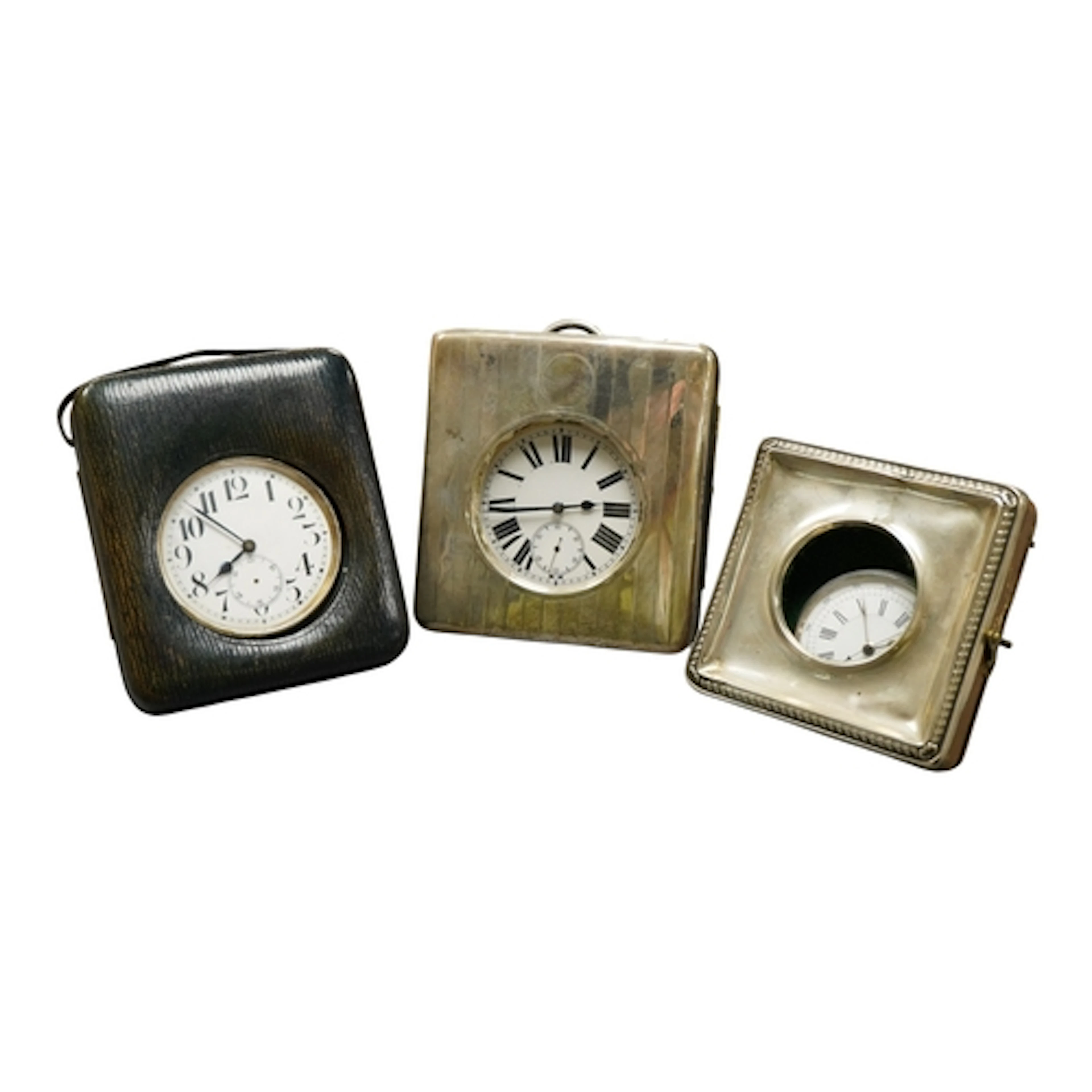 A George V silver mounted travelling watch case, Birmingham,...