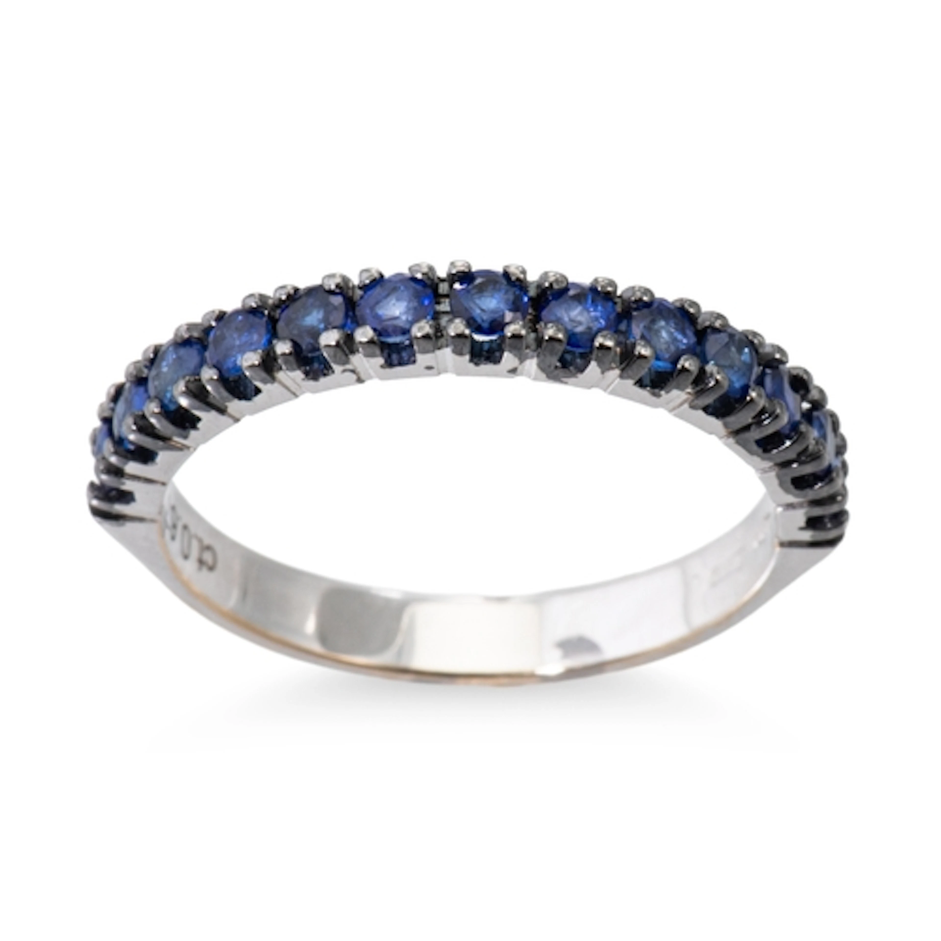 A SAPPHIRE HALF ETERNITY RING, mounted in 18ct gold. Estimat...