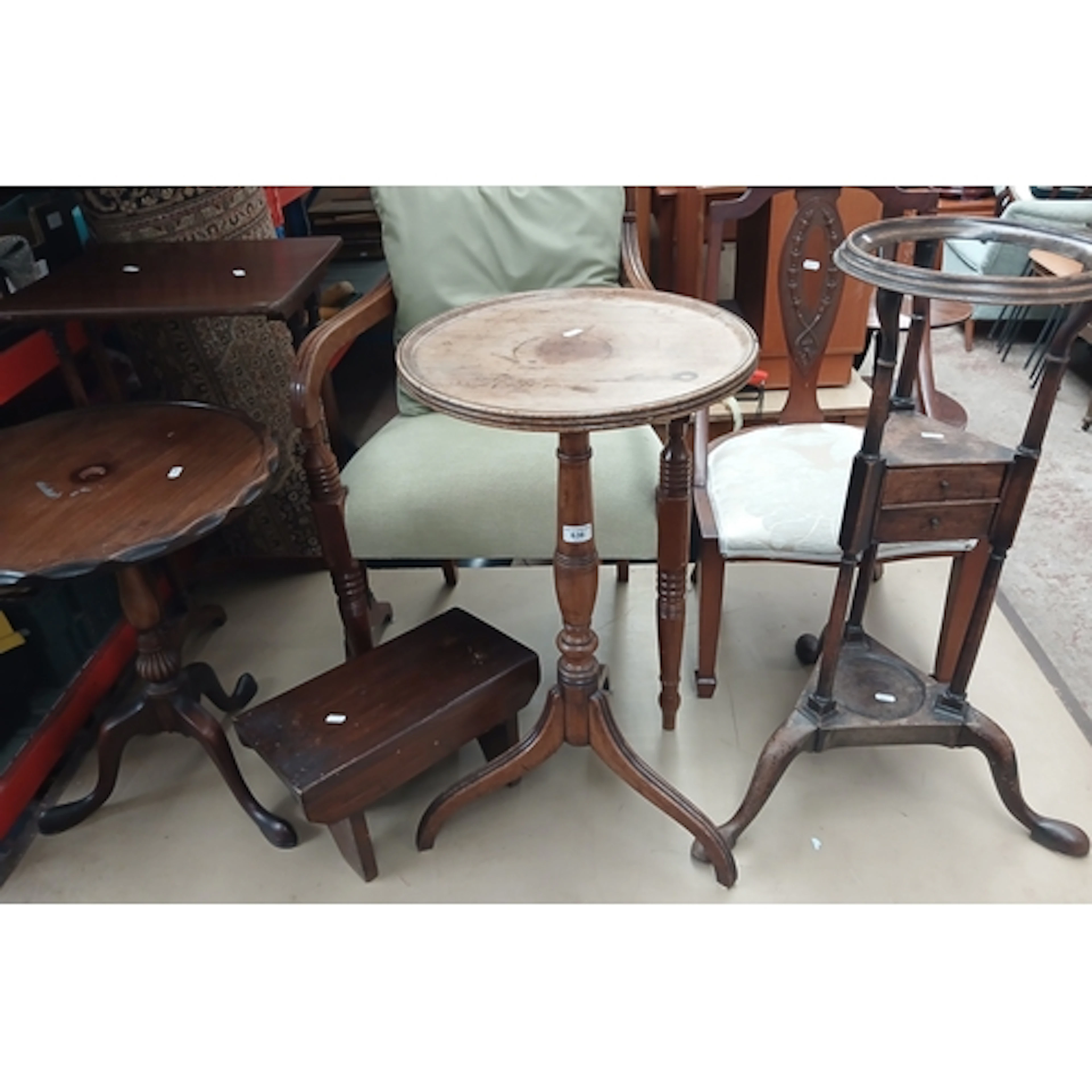 Assorted small items of furniture comprising a George III ma...