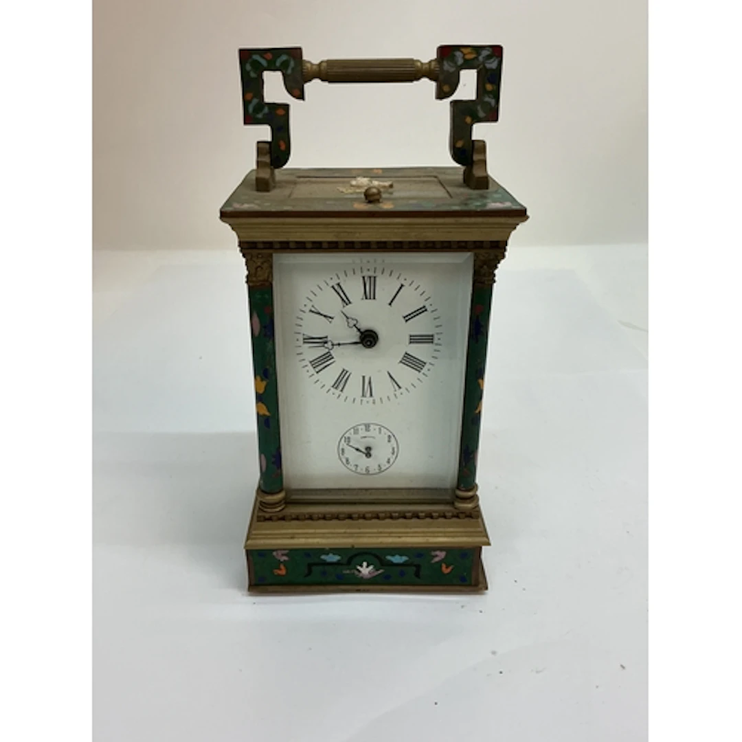 A cloisonné enamel chinoiserie style carriage clock. Approx ...
