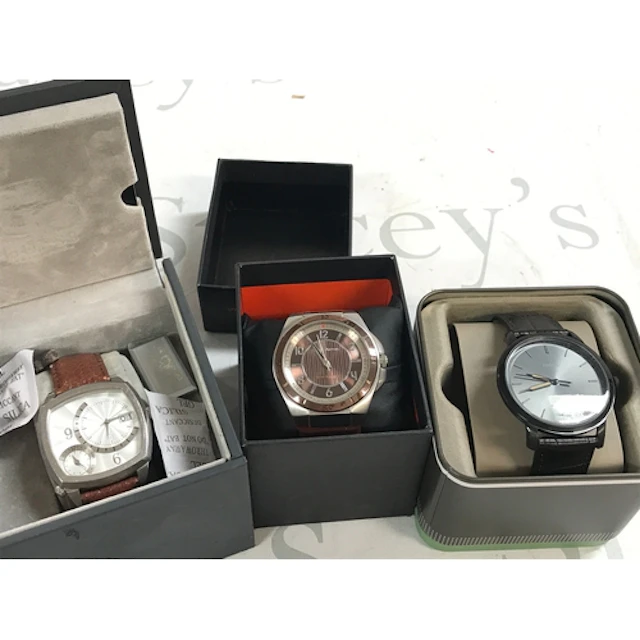 Three boxes gents watches including Guess , Ben Sherman and ...
