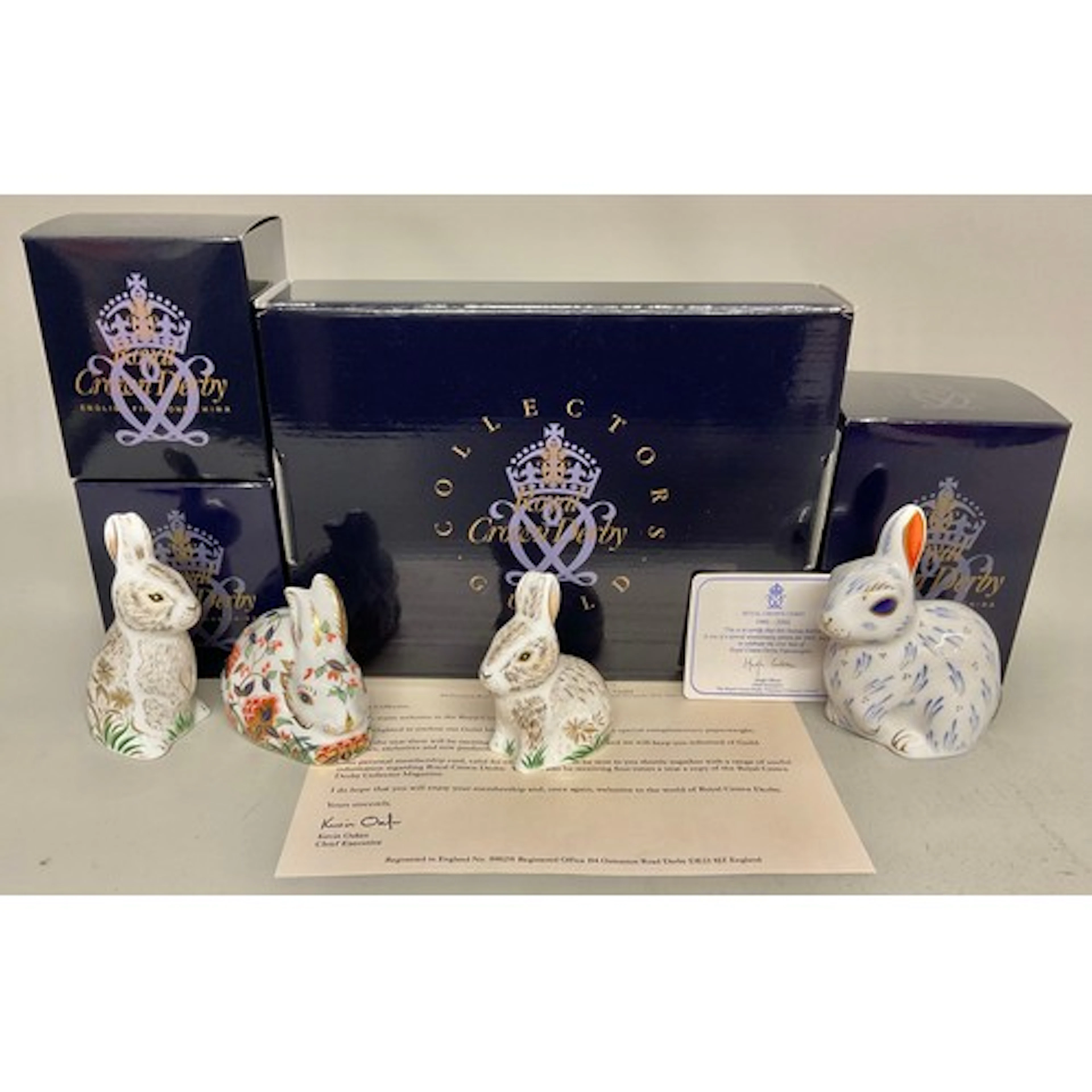 A Royal Crown Derby paperweight, Snowy Rabbit, a special lim...