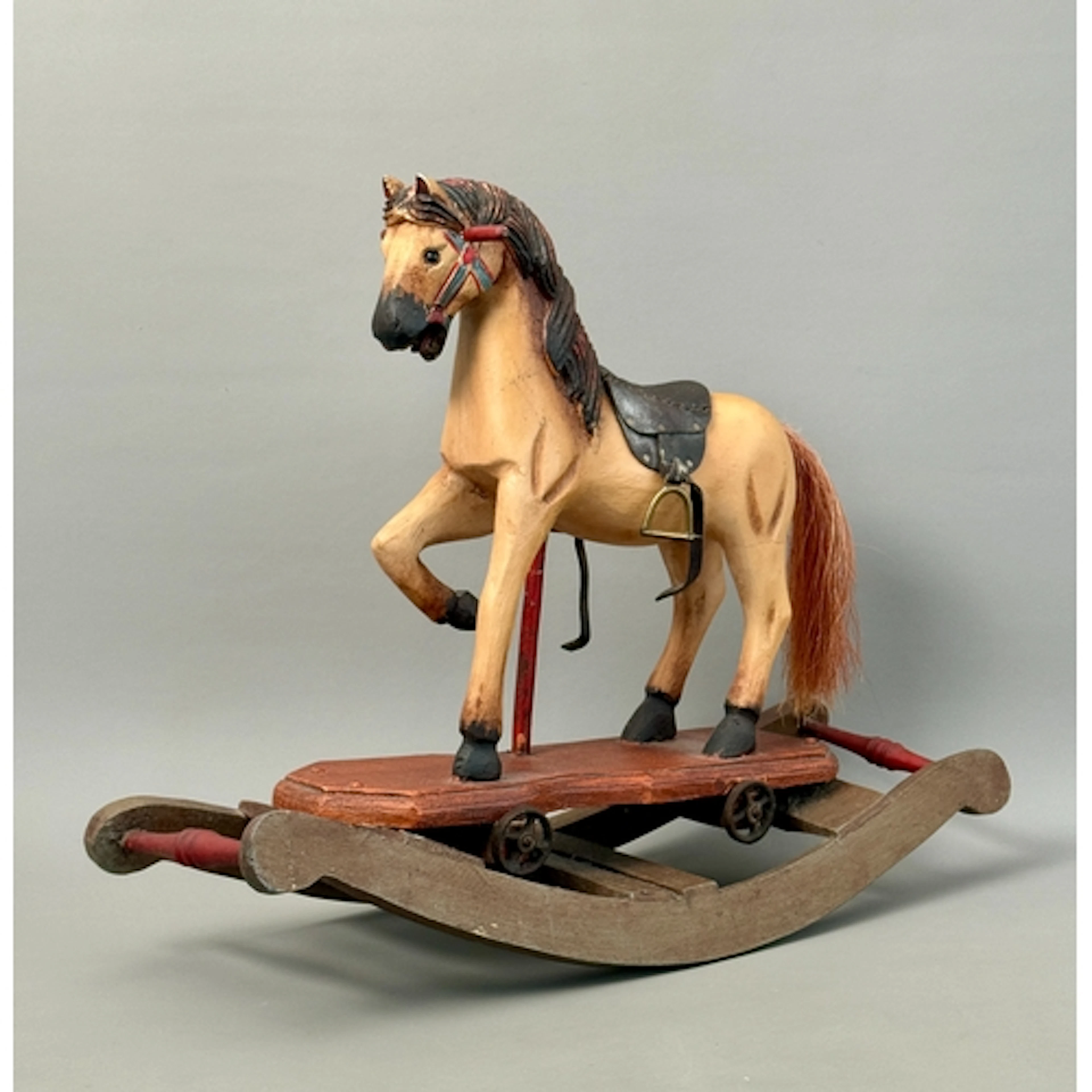 A 19th century-style miniature rocking horse - the painted, ...