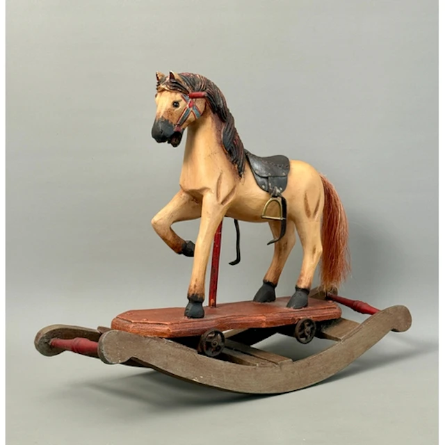A 19th century-style miniature rocking horse - the painted, ...