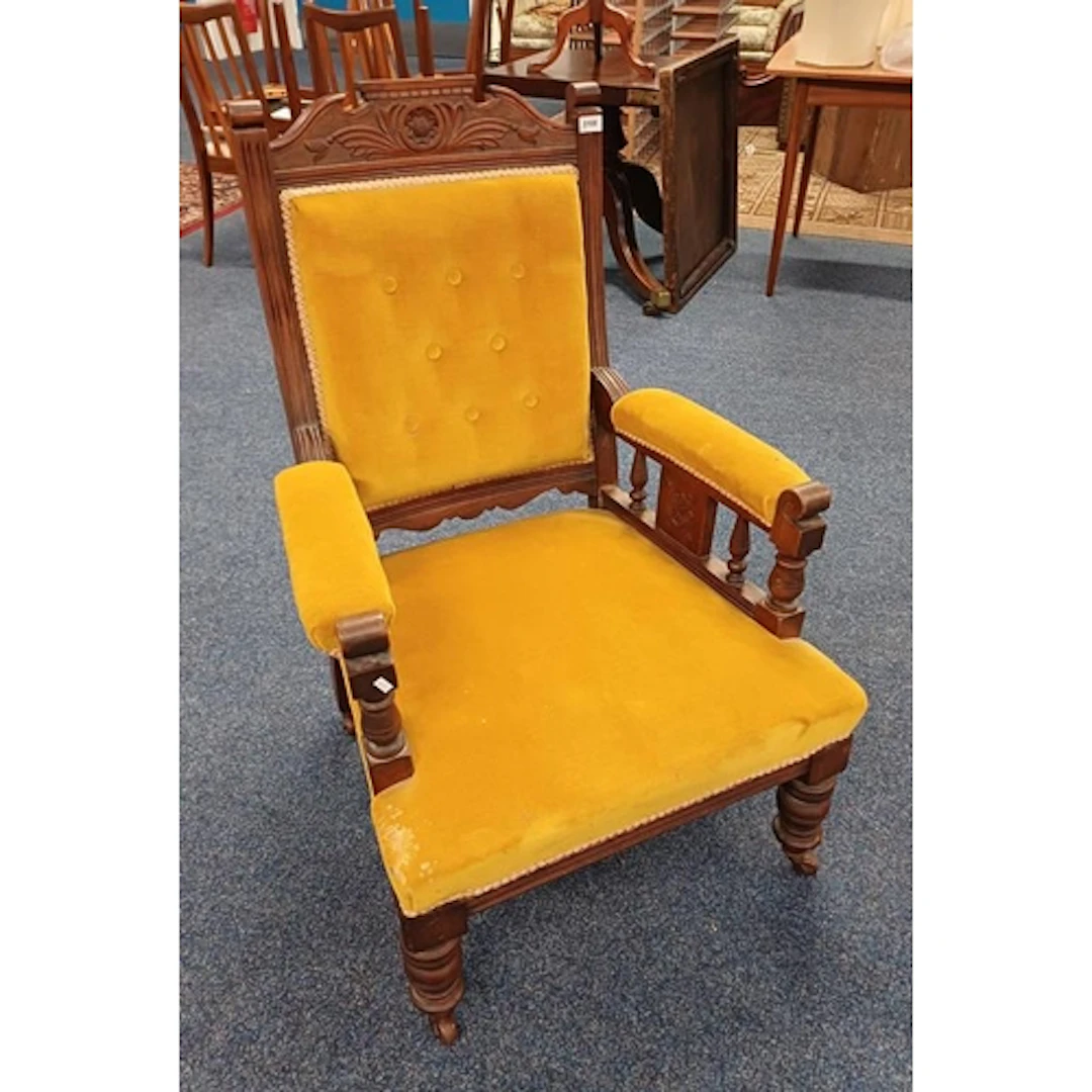LATE 19TH CENTURY MAHOGANY FRAMED BUTTONED BACK GENTLEMAN'S ...