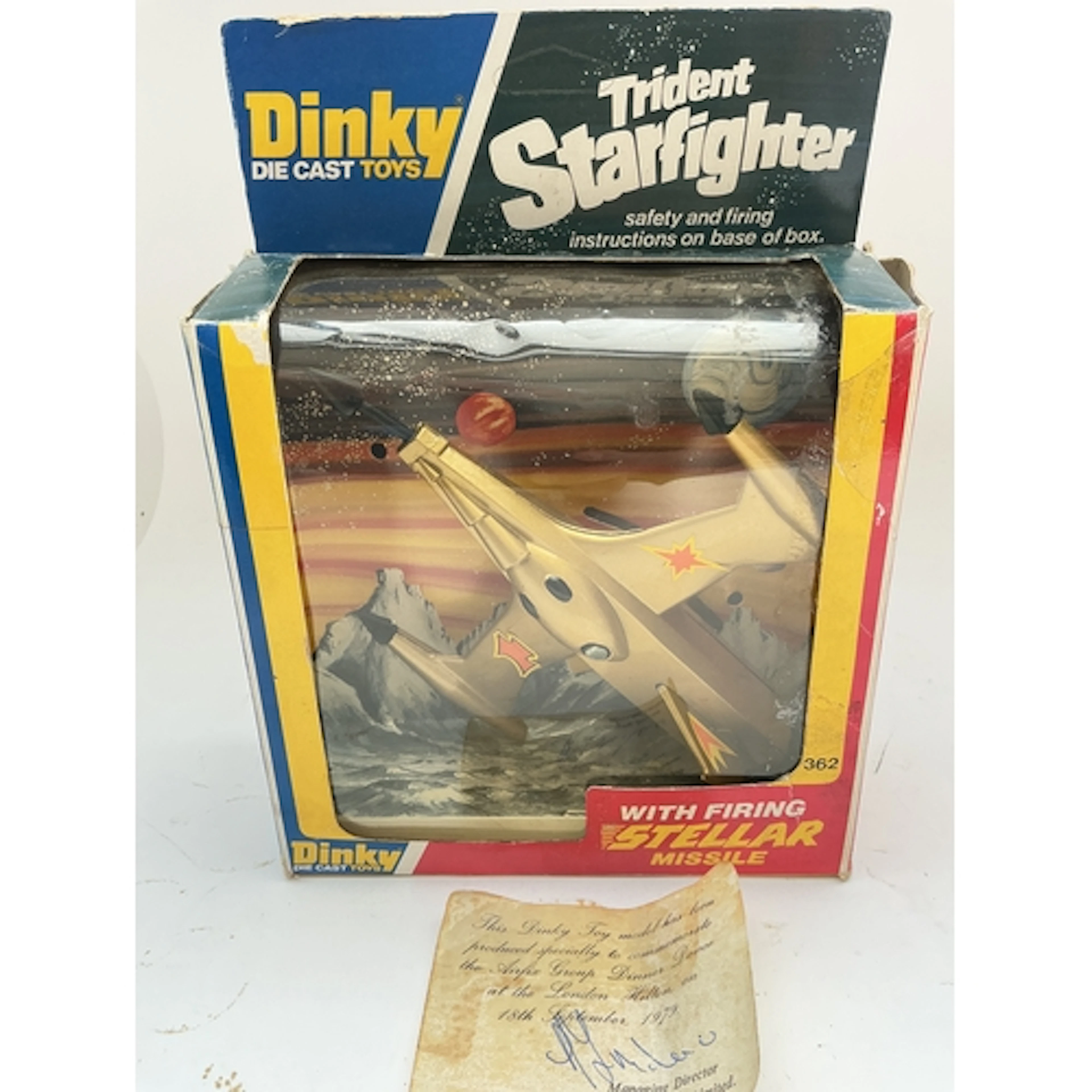 A Rare Dinky Toys Boxed Trident Starfighter In Gold Colour. ...