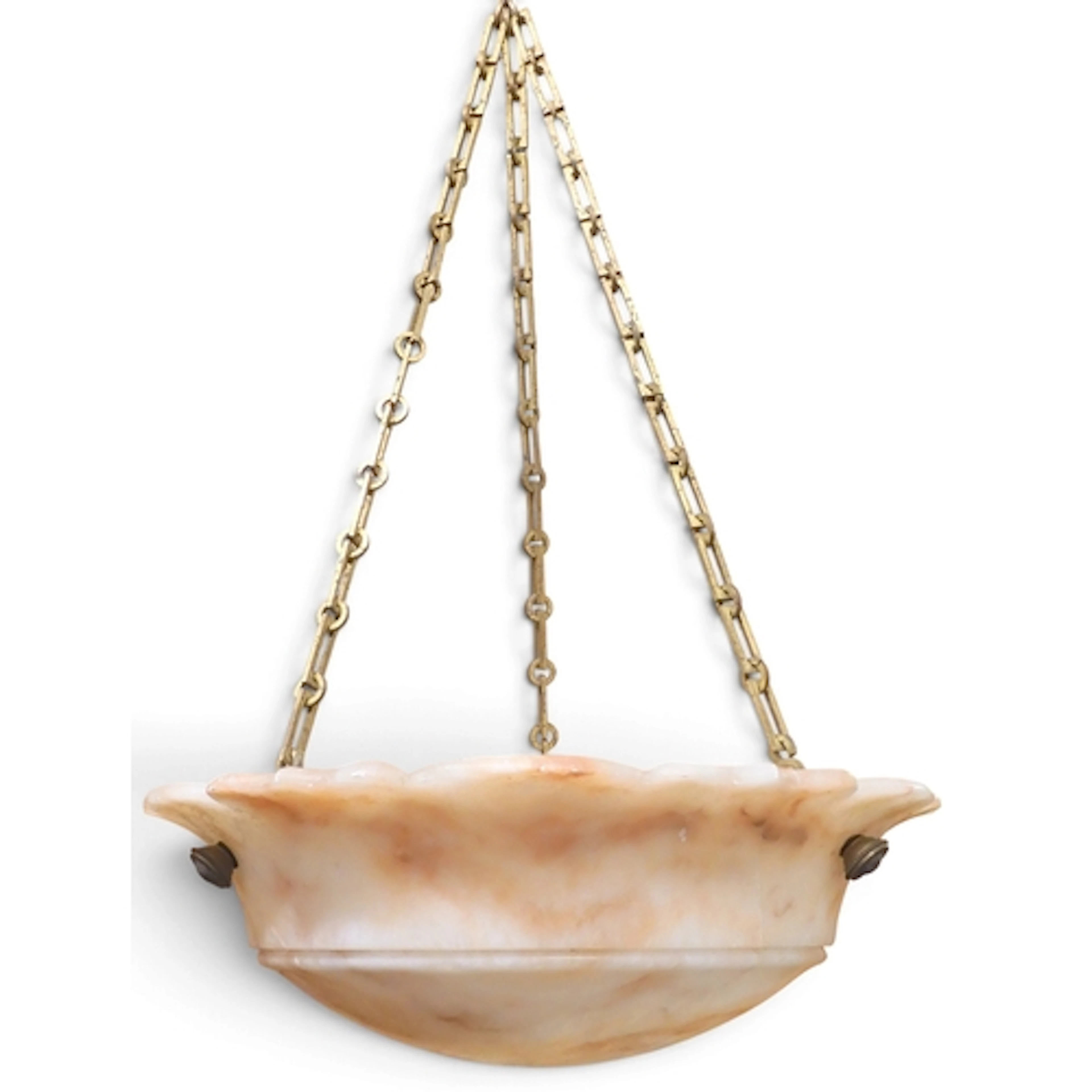 An early 20th century pink alabaster plafonnier/ceiling ligh...