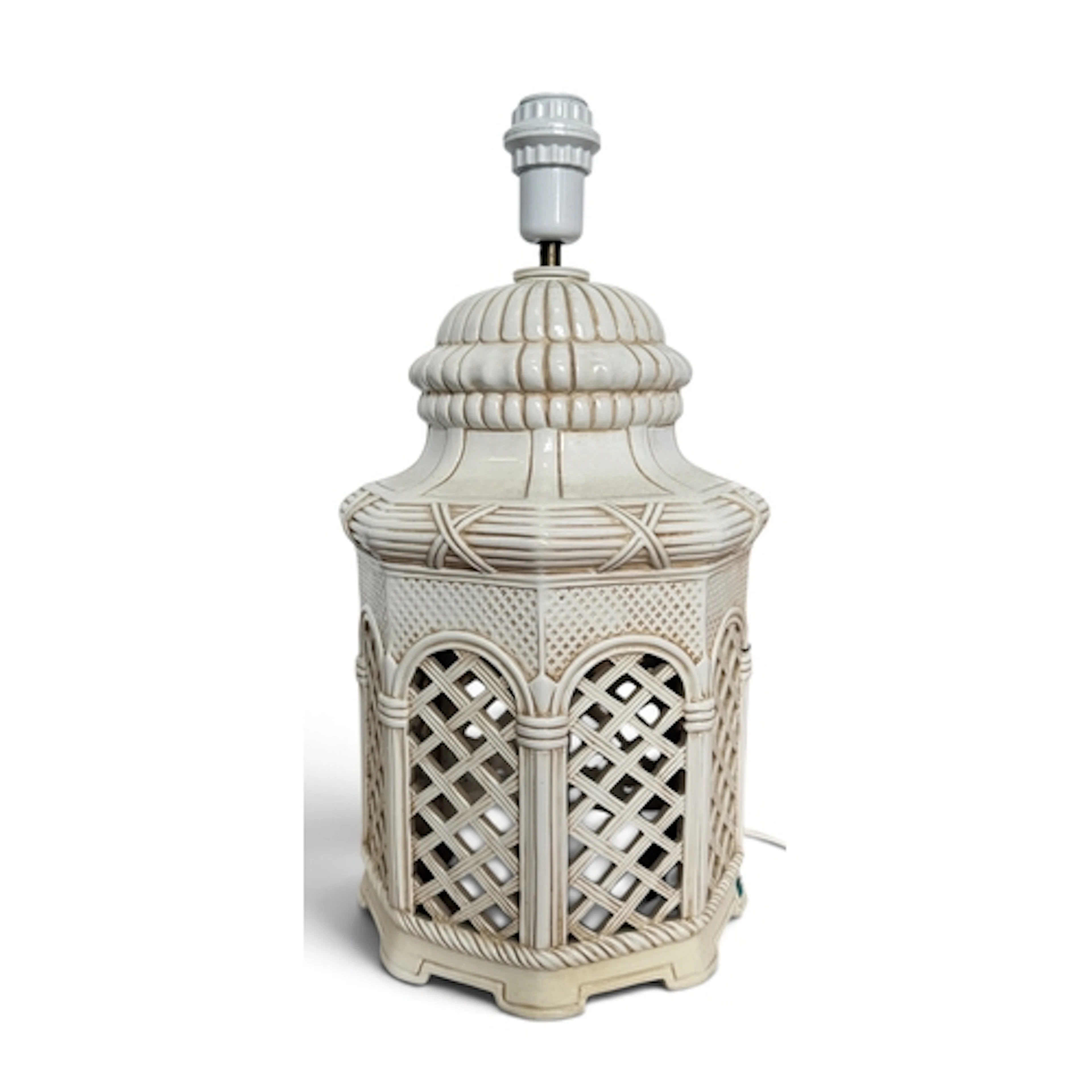 AN ITALIAN PAVILION SHAPED CERAMIC TABLE LAMP With label 'It...