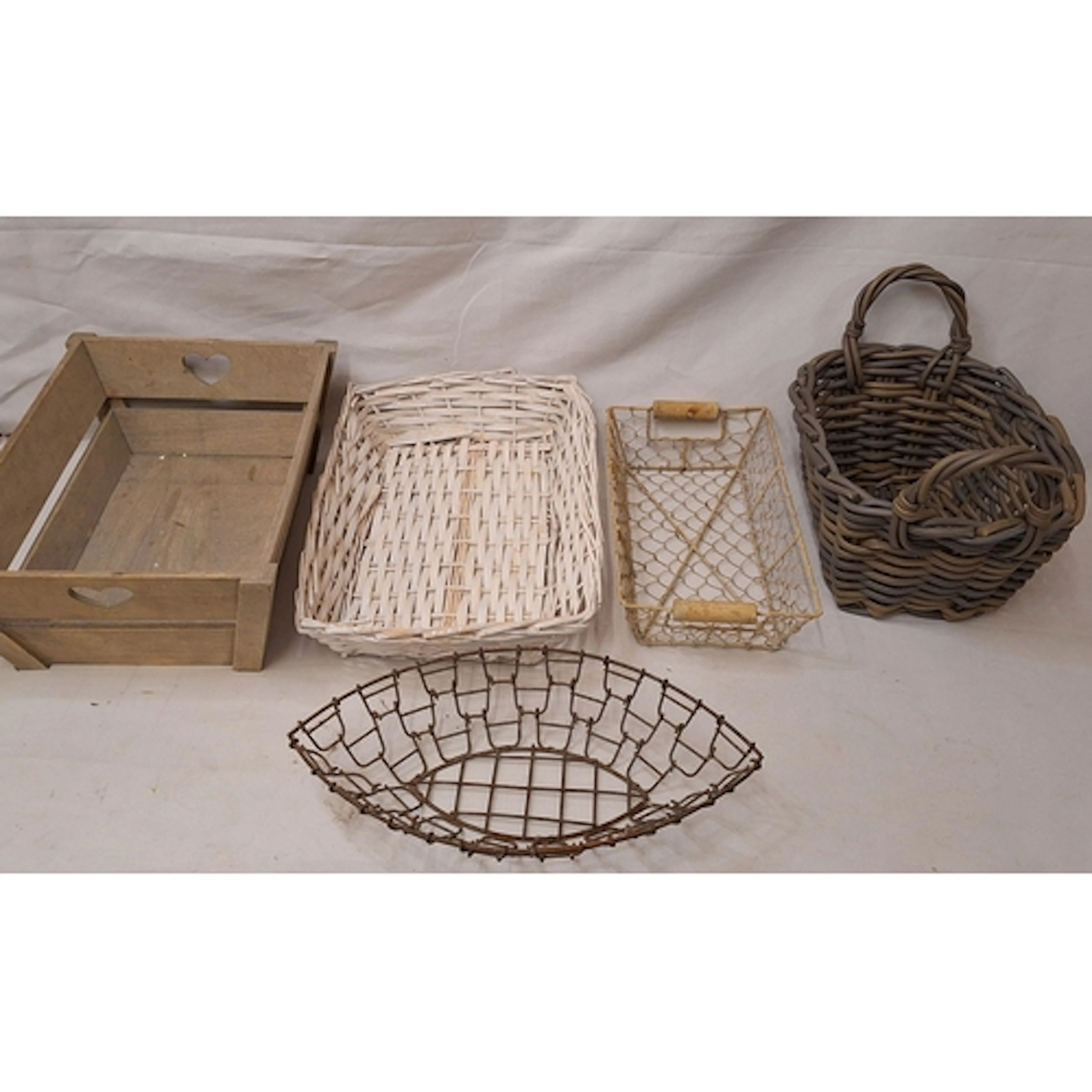 Storage Baskets, wooden crate, wire basket etc., largest app...