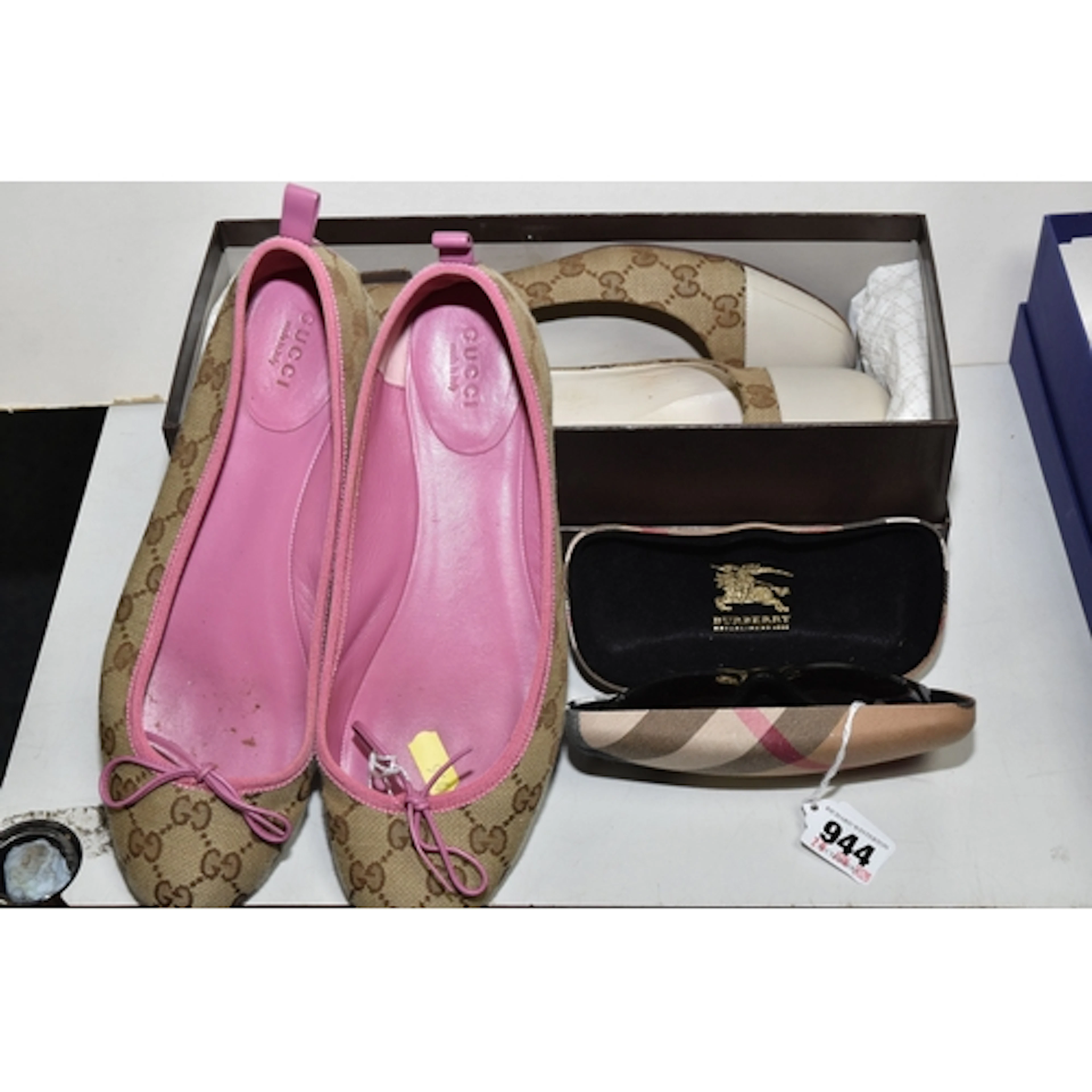 TWO PAIRS OF VINTAGE GUCCI LADIES SHOES, to include, Gucci b...